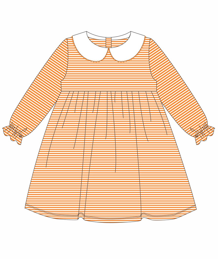 Knit Stripe Long Sleeve Peter Pan Collar Dress