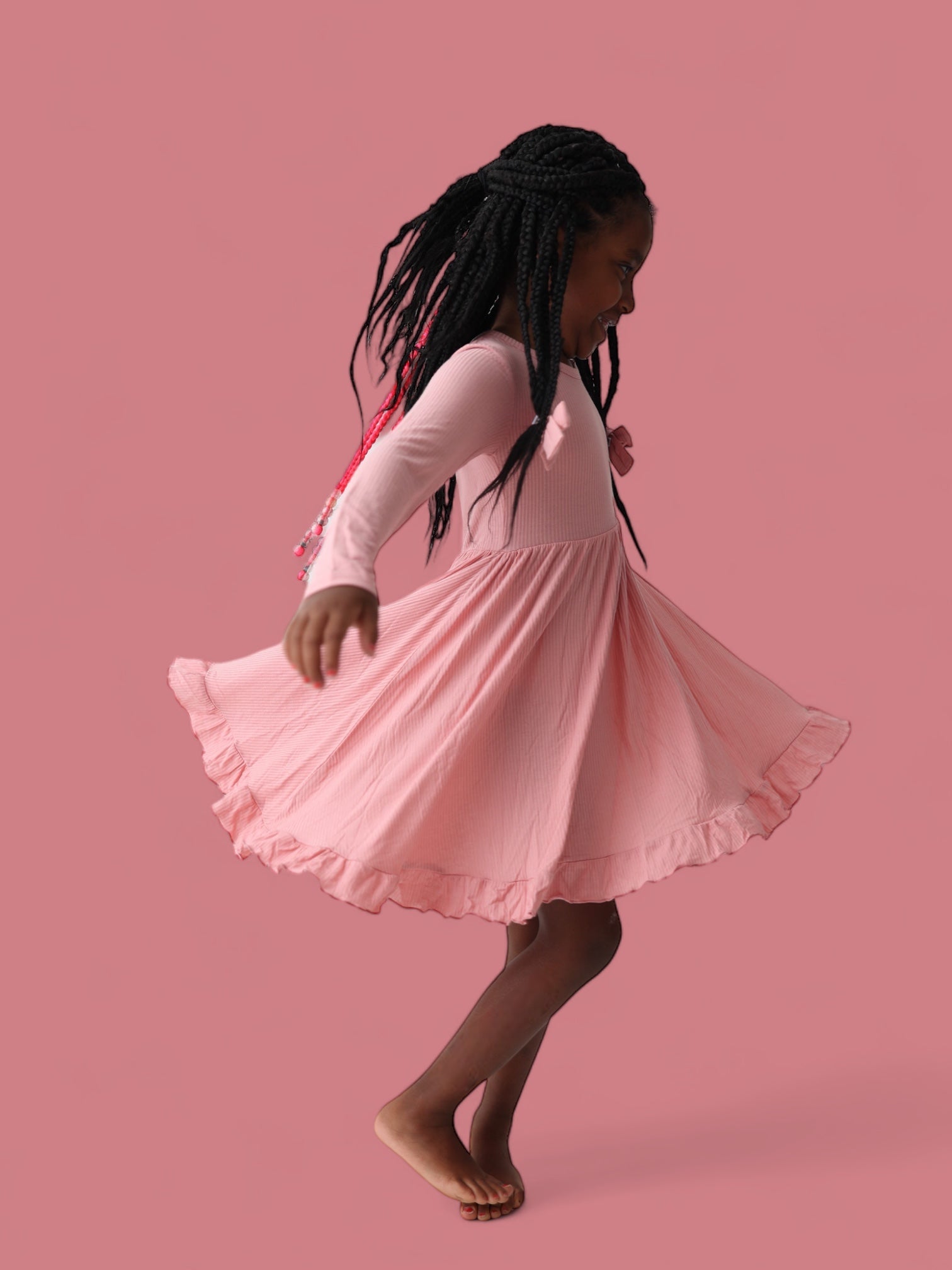 Mauve Rib Dream Ruffle Dress