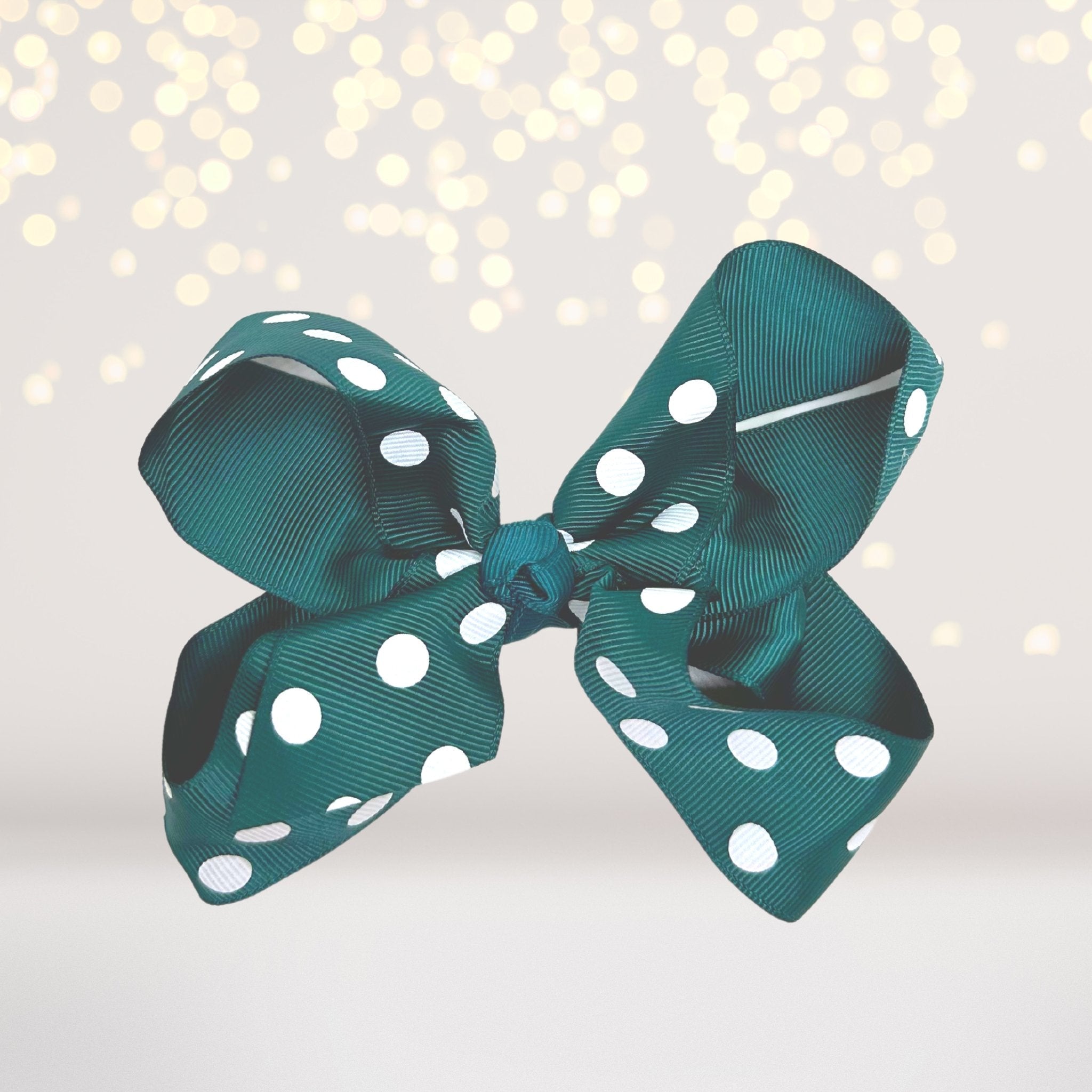 Girls Polka Dot Hair Bow, 5 Inch Grosgrain Polka Dot Hair Bow