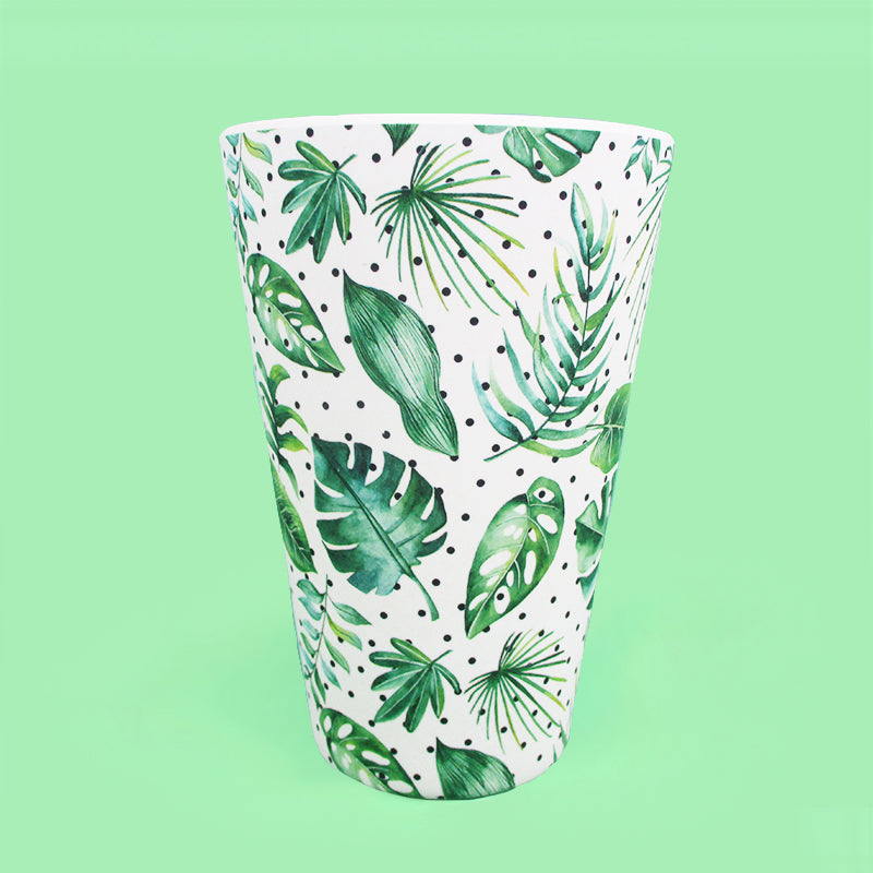 Eco-friendly Reusable Plant Fiber Travel Mug With Monstera Leaves Design