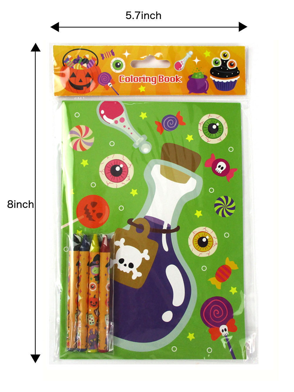 New Spooky Halloween Coloring Books With Crayons Party Favors - Set Of 6 Or 12
