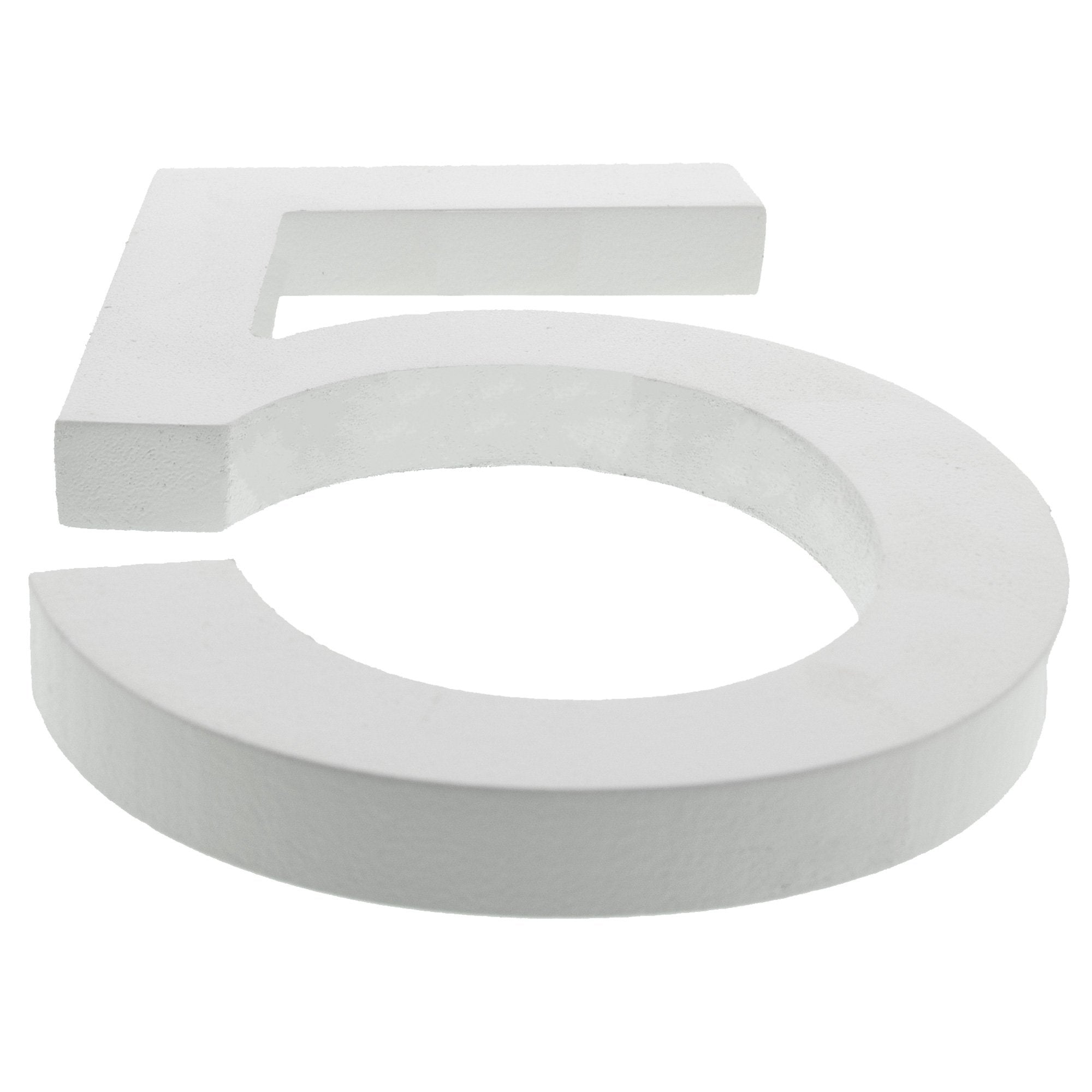 Arial Font White Painted Mdf Wood Number 5 (five) 6 Inches