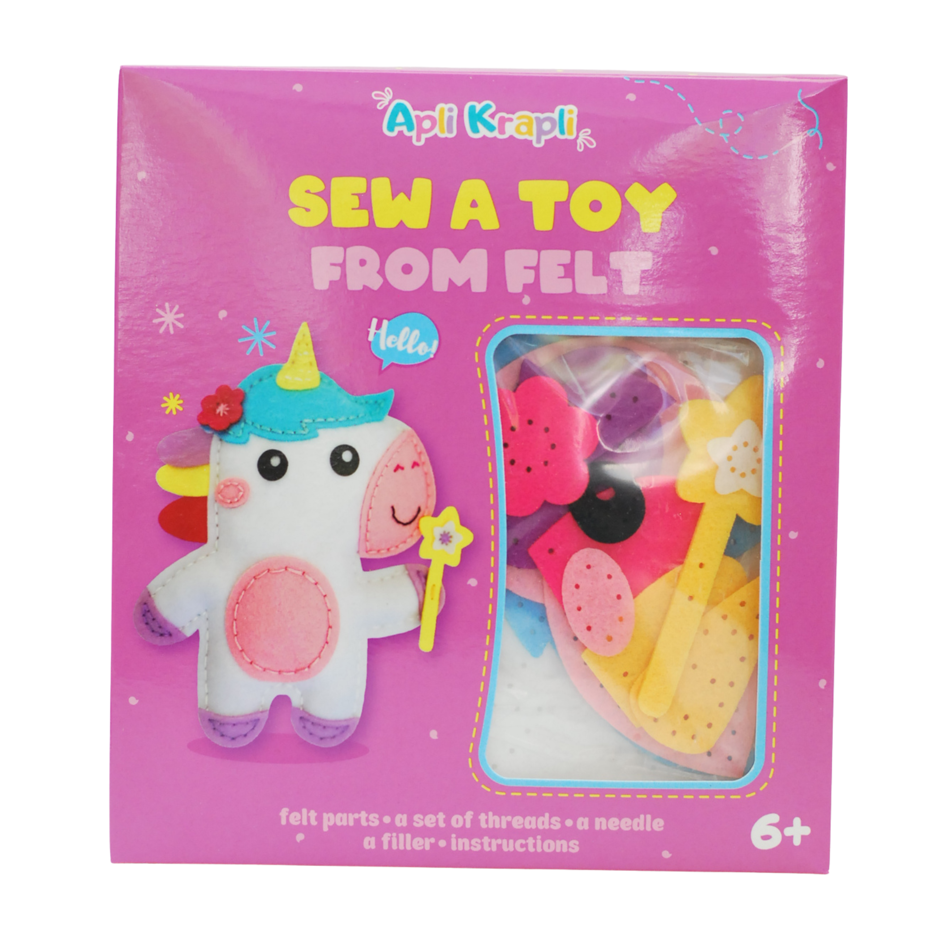 Apli Krapli - Apli Krapli Sewyourself Felt Toy Kit Unicorn Precut Felt Stuffing Thread & Safe Needle Ages 6+