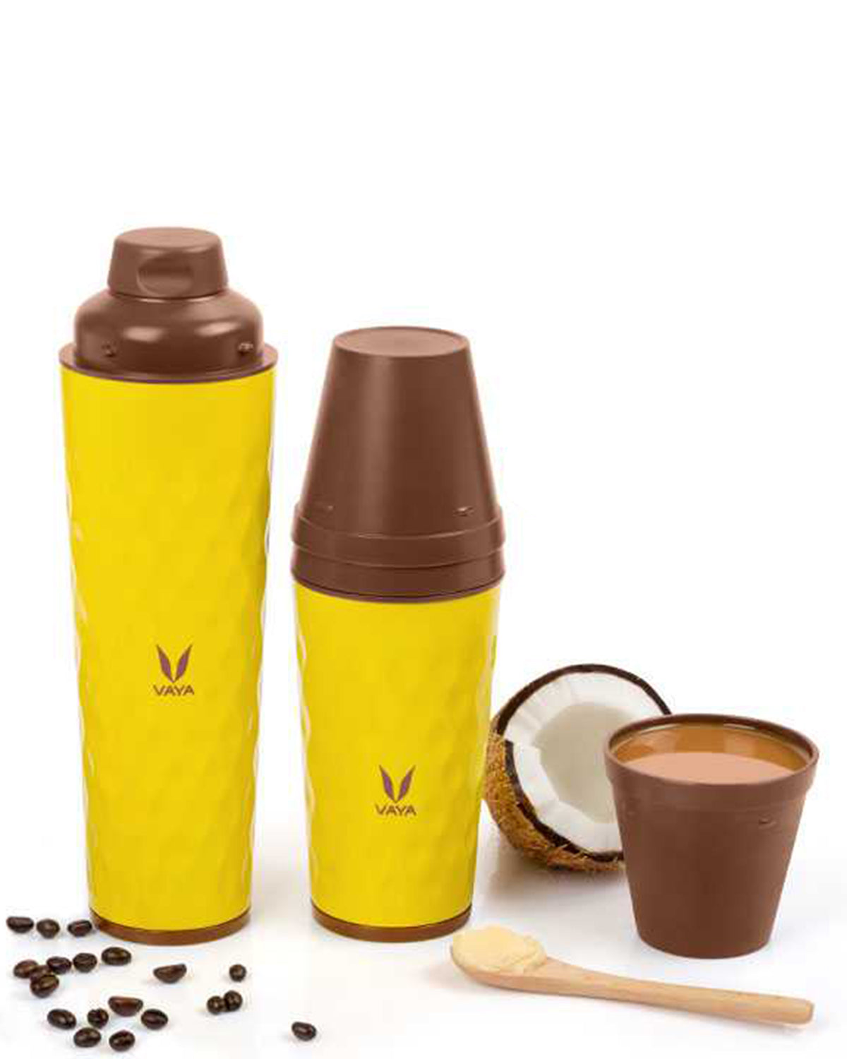 Vaya Drynk - 20.2 Fl.oz - Yellow - With Gulper Lid + 2 Cups