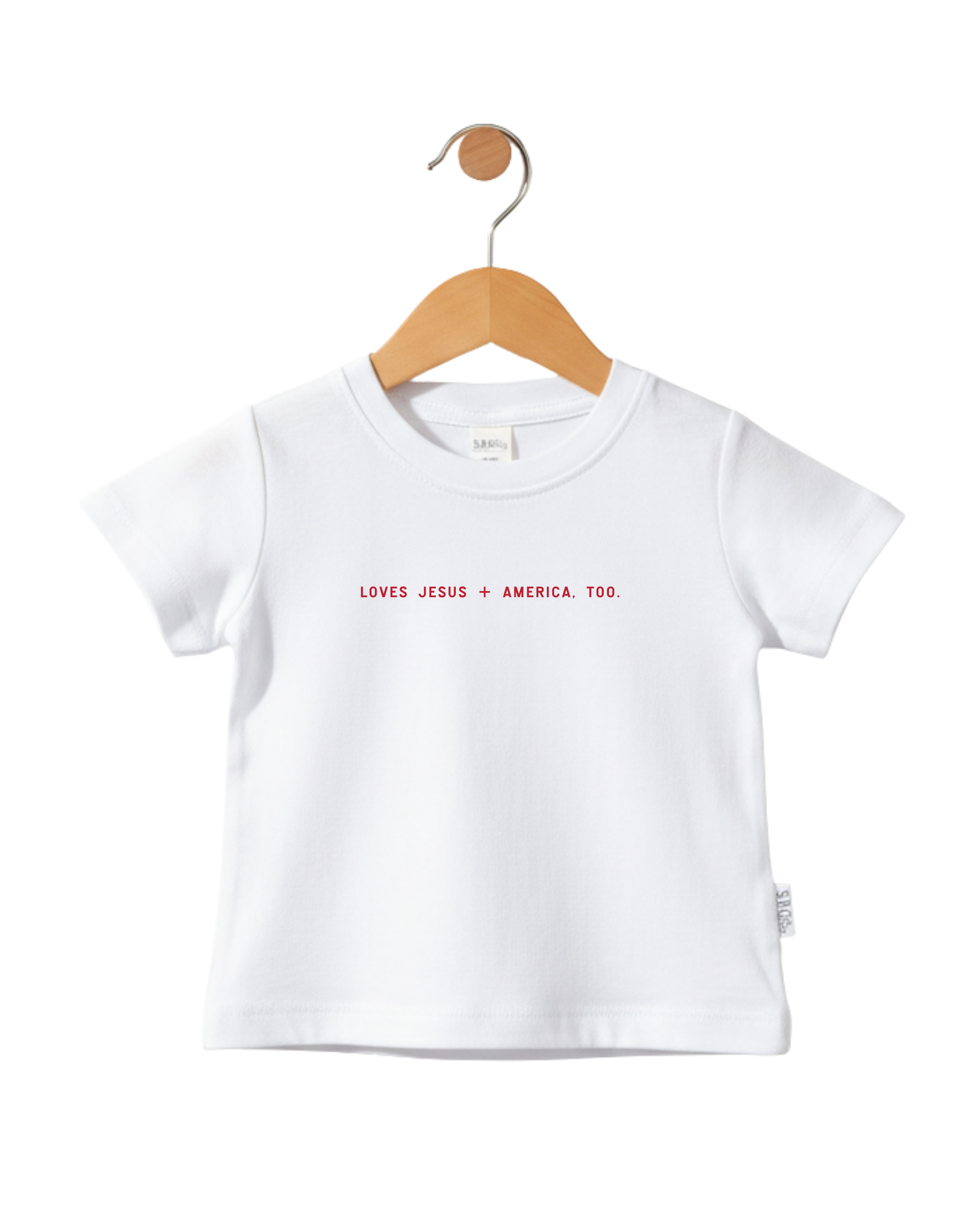 Loves Jesus + America, Too. Kids/youth Tee