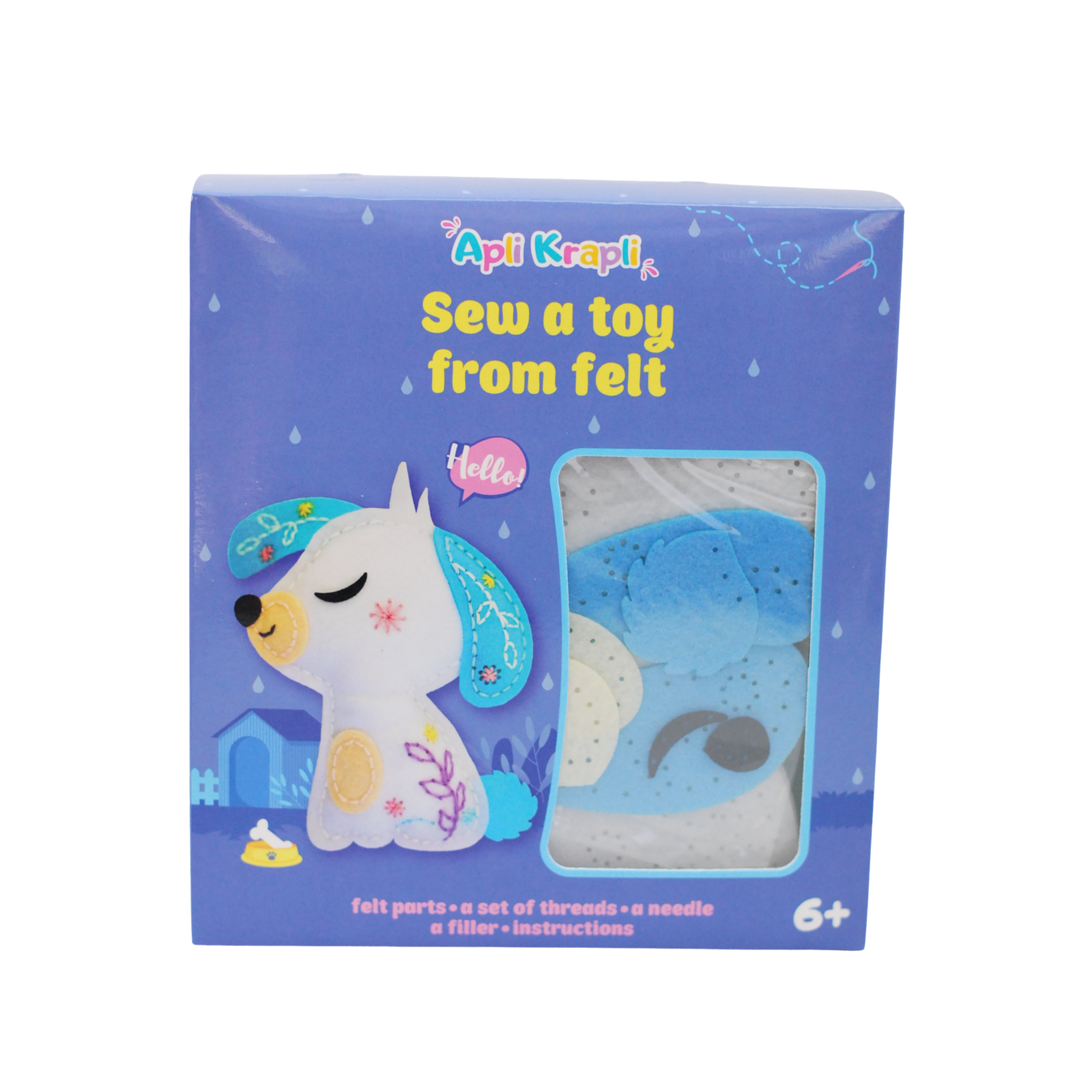 Apli Krapli - Apli Krapli Sewyourself Felt Toy Kit Dog Precut Felt Stuffing Thread & Safe Needle Ages 6+