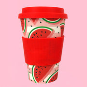 Eco-friendly Reusable Plant Fiber Travel Mug With Watermelon Design