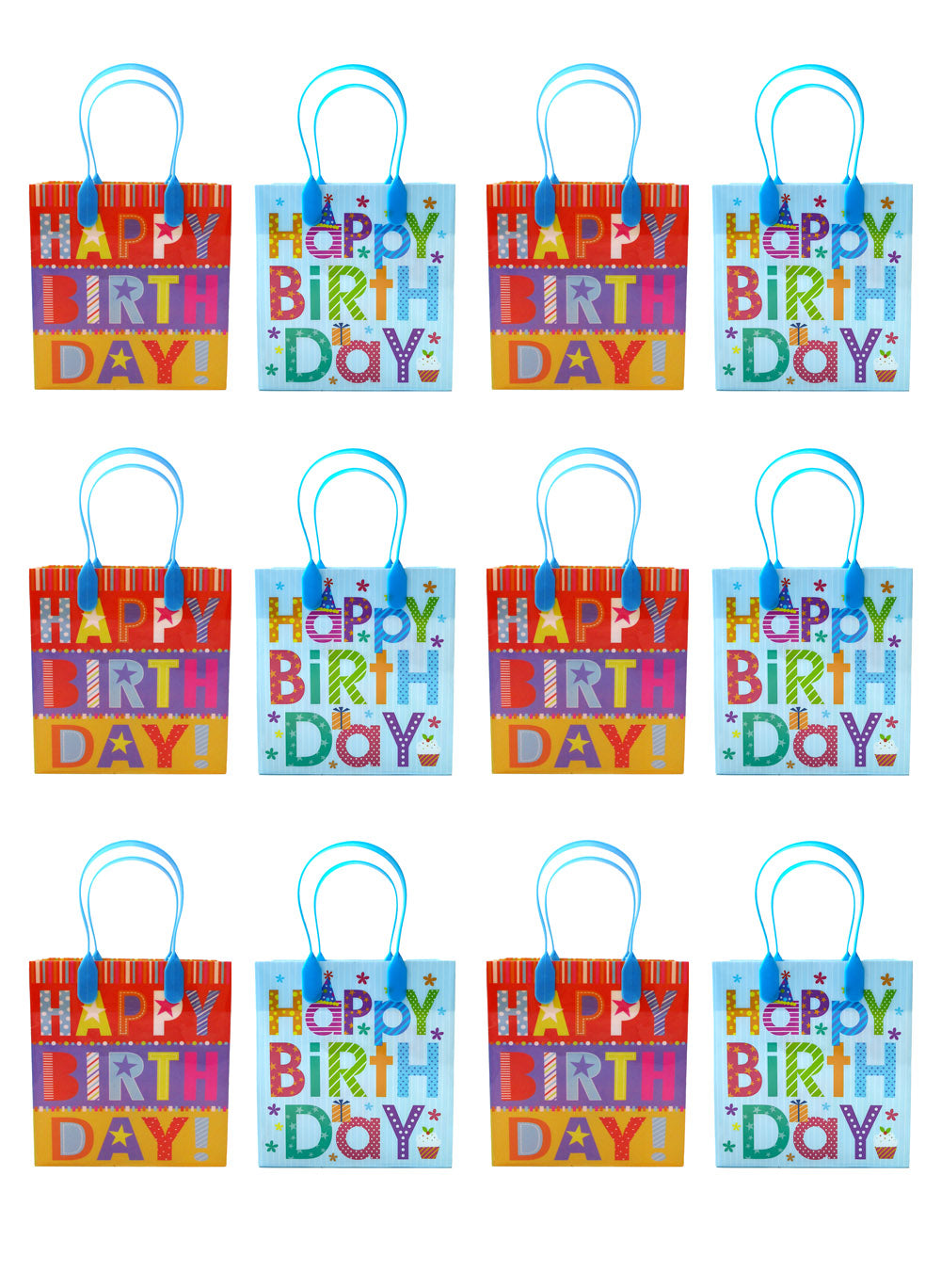 Happy Birthday Party Favor Treat Bags - Set Of 6 Or 12