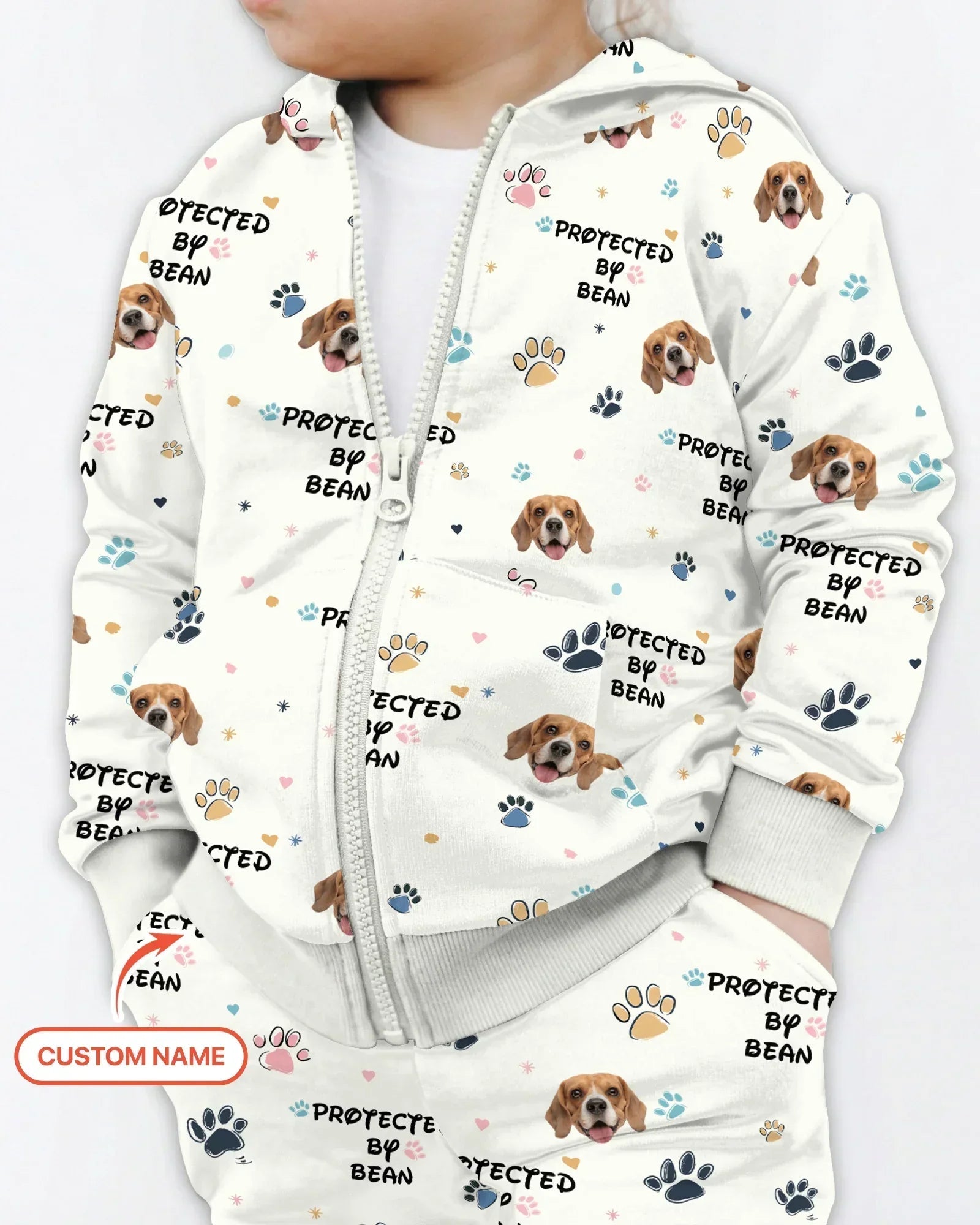 Custom Dog Photo "protected By" Bamboo Zip Hoodie