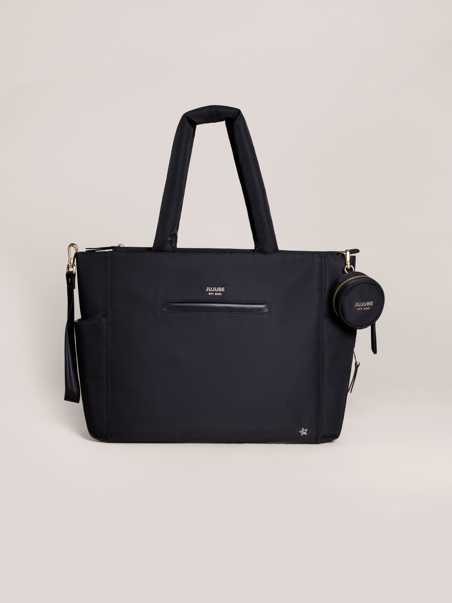 Utility-strap Tote Diaper Bag - Black