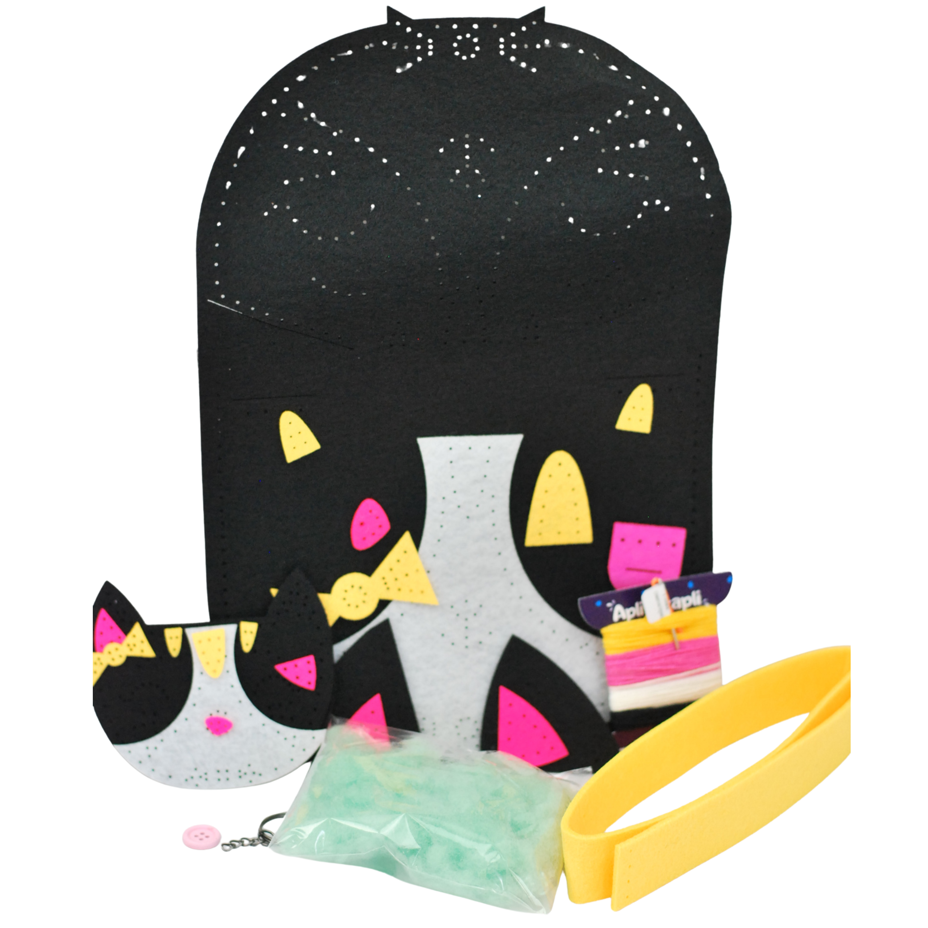 Apli Krapli - Apli Krapli Sewing Patterns Bag & Keychain Cat Printable Templates Materials Not Included Ages 10+