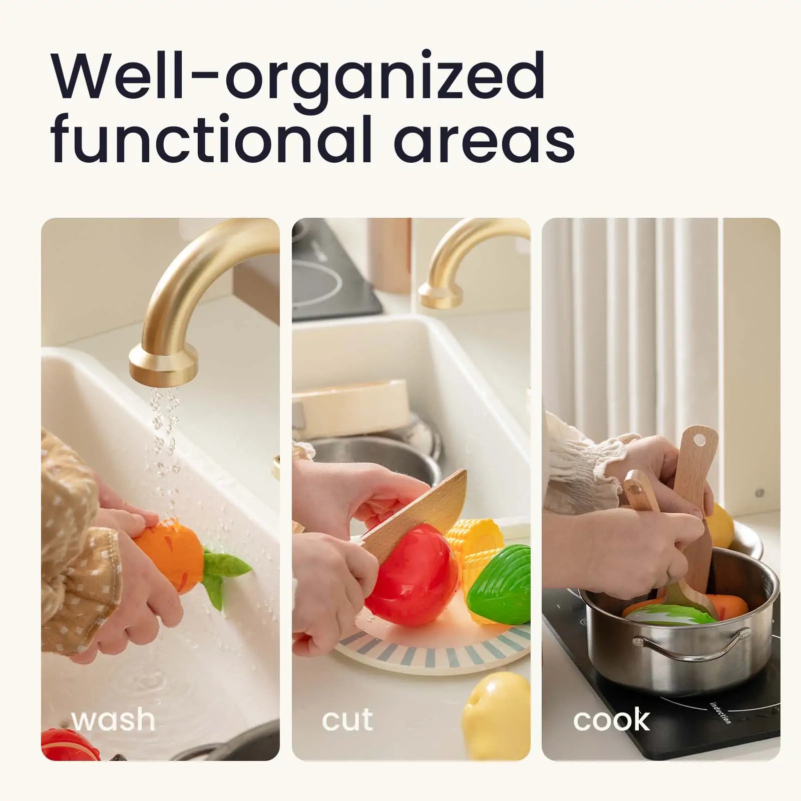 ® Play Kitchen With Running Water - Iconic Aqua Kitchen In Cream