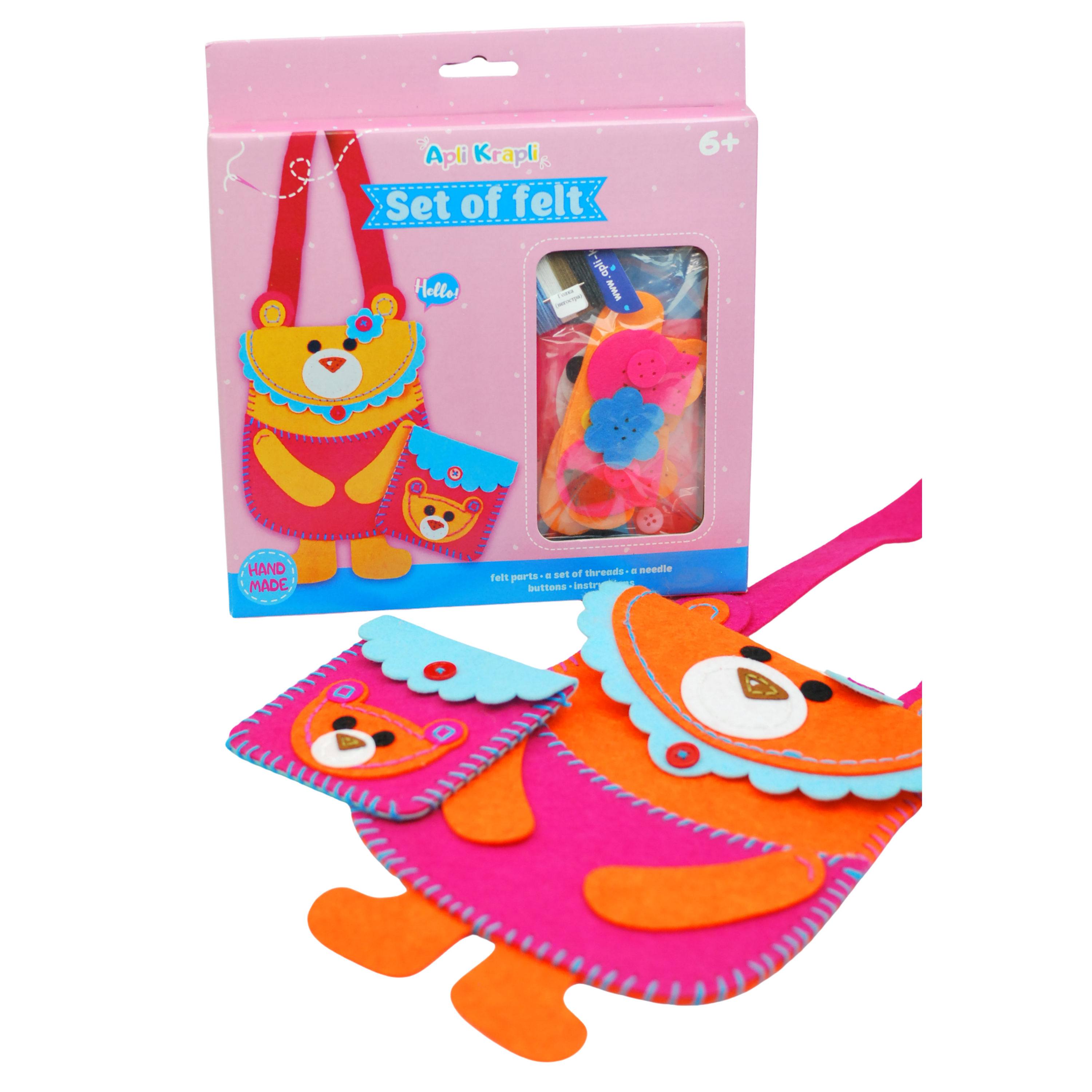 Apli Krapli - Apli Krapli Sewing Patterns Bag & Keychain Bear Printable Templates Materials Not Included Ages 10+