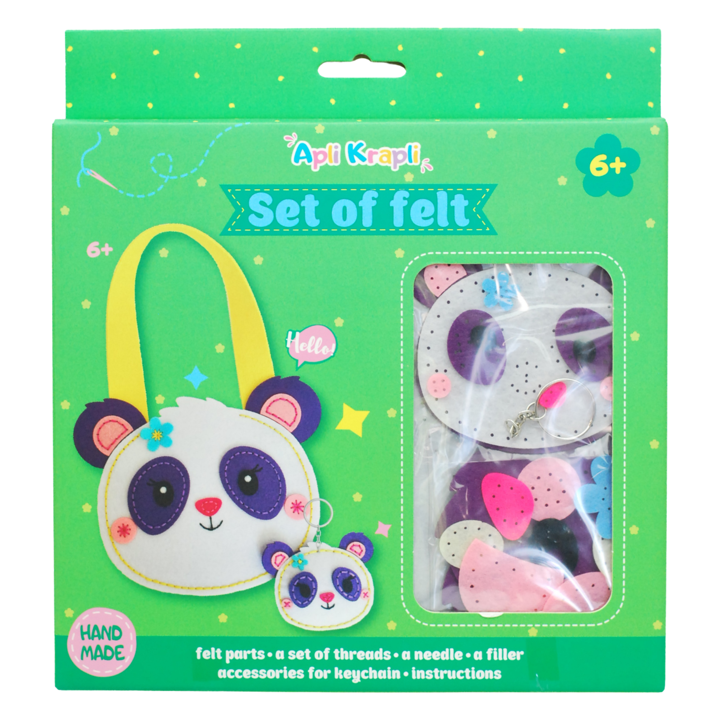 Apli Krapli - Apli Krapli Sewing Patterns Bag & Keychain Panda Printable Templates Materials Not Included Ages 10+