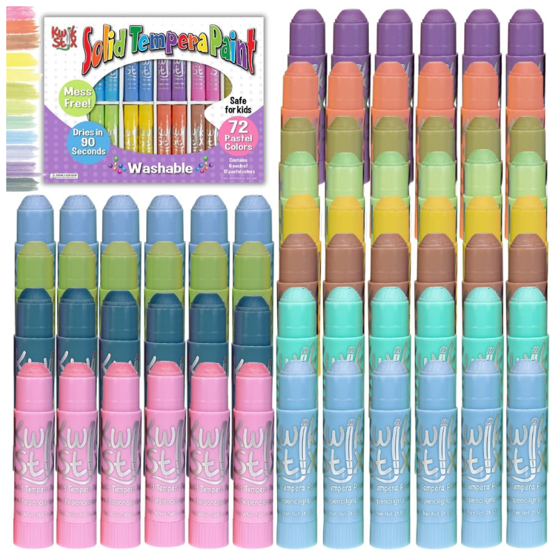 Kwik Stix Paint Sticks, Class Pack Set Of 72 Pastel Colors