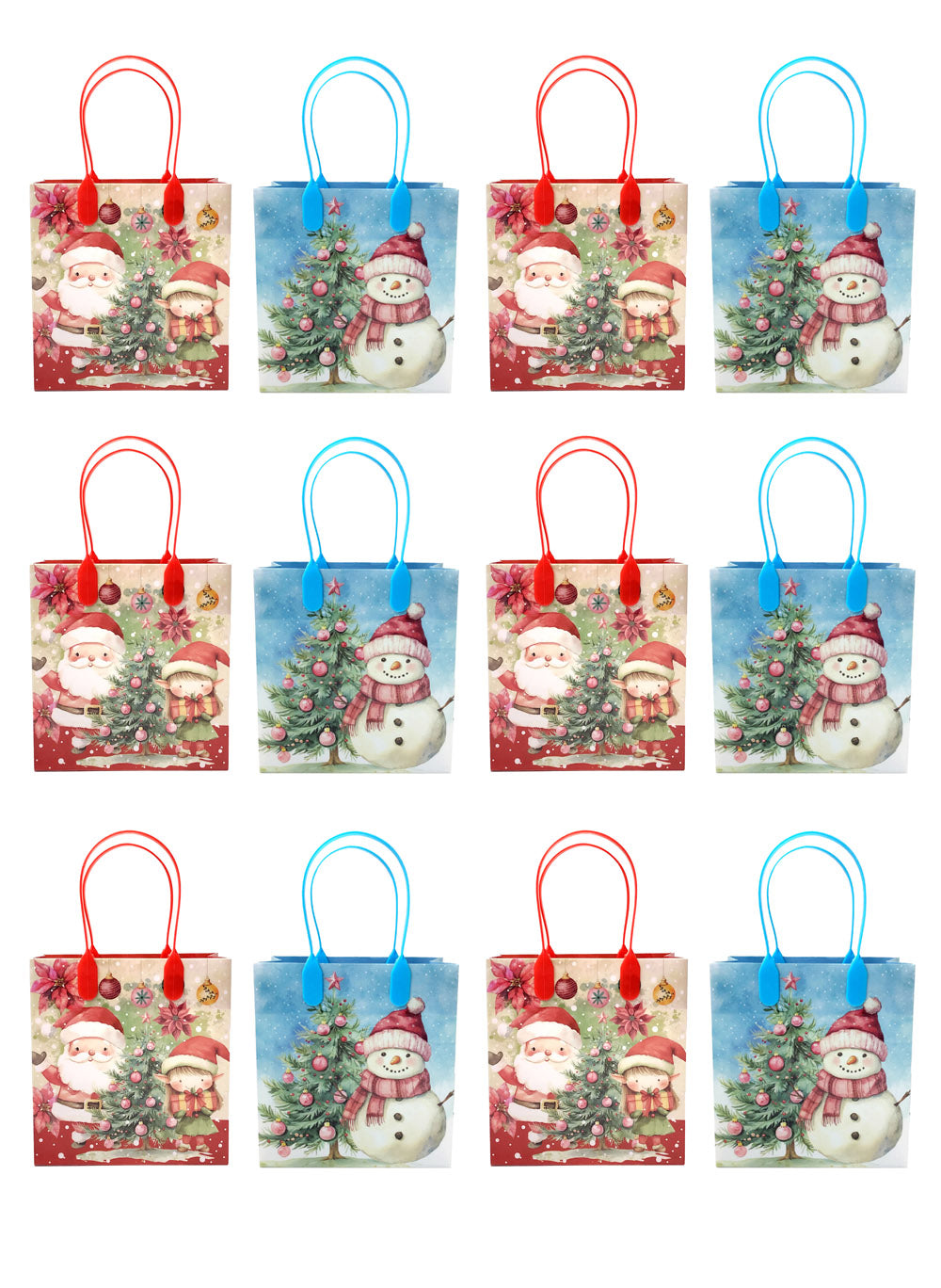 Vintage Rustic Christmas Party Favor Treat Bags - Set Of 6 Or 12