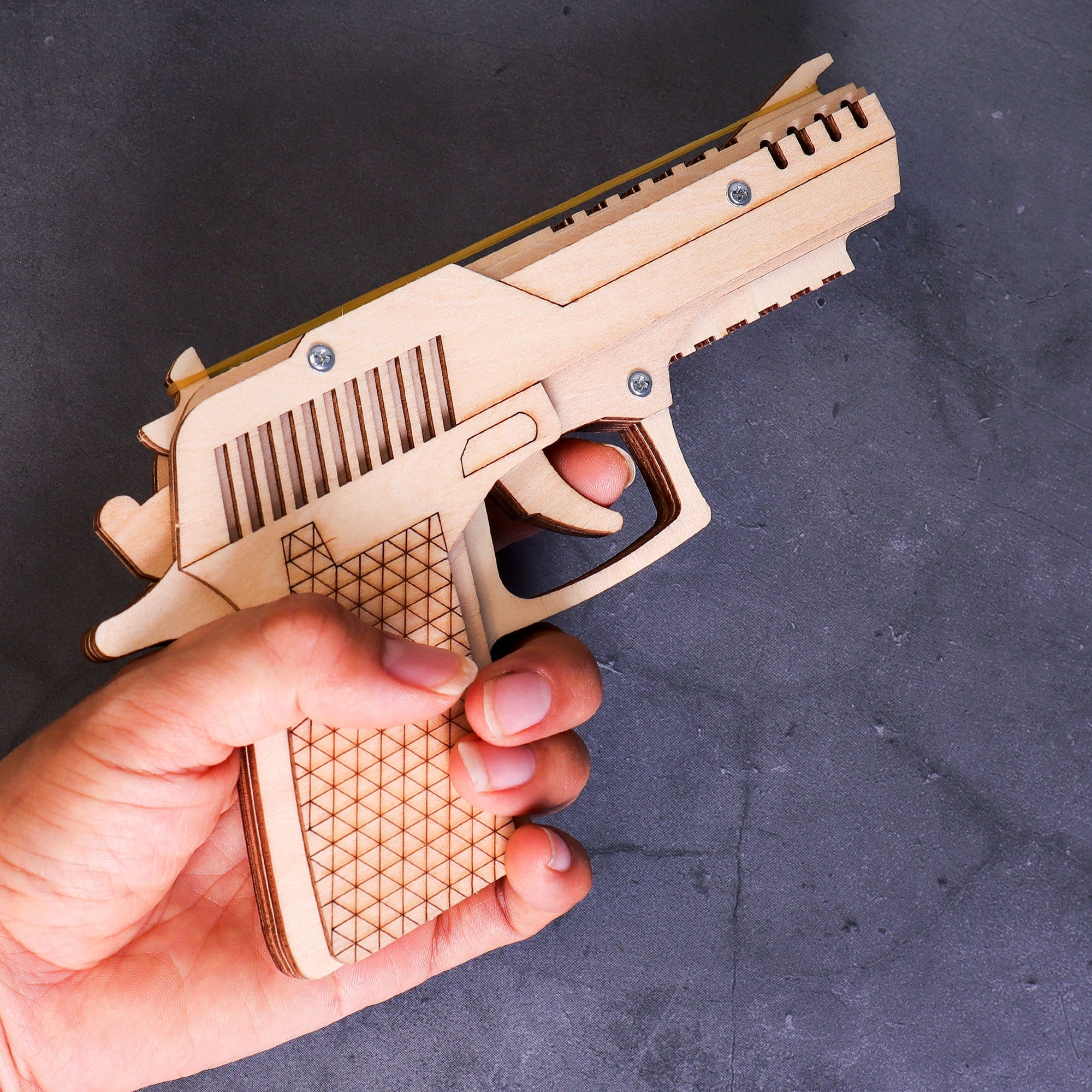 Diy Kit Rubber Band Launcher, Fun Wooden Craft And Stem Toy