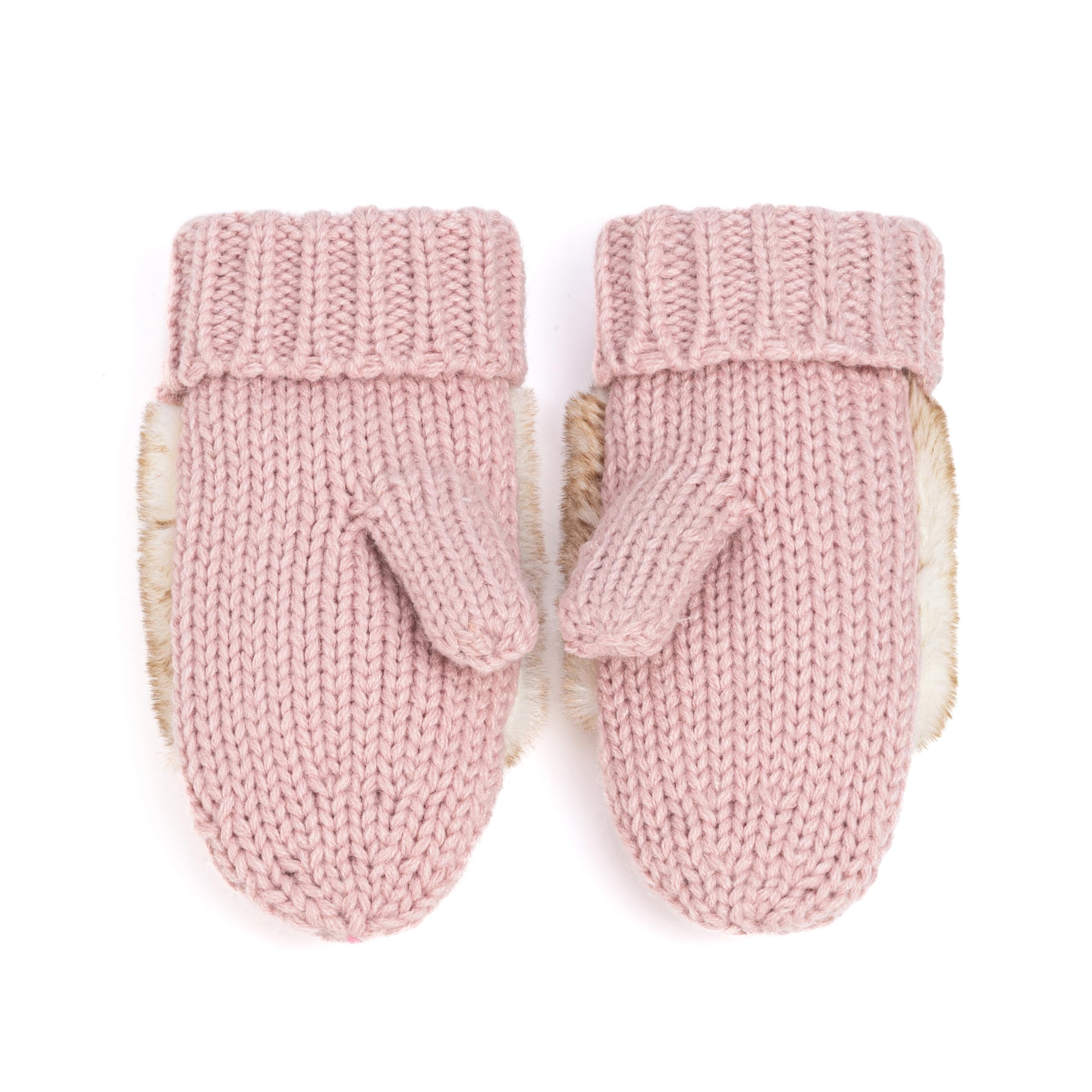 Warm Knit Winter Mittens For Girls Ages 3-12 Years, Double-layered, Fun Bunny Rabbit Design For Children, Toddler To Big Kids