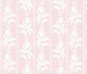 Blocked Tulips In Rose Grasscloth Wallpaper