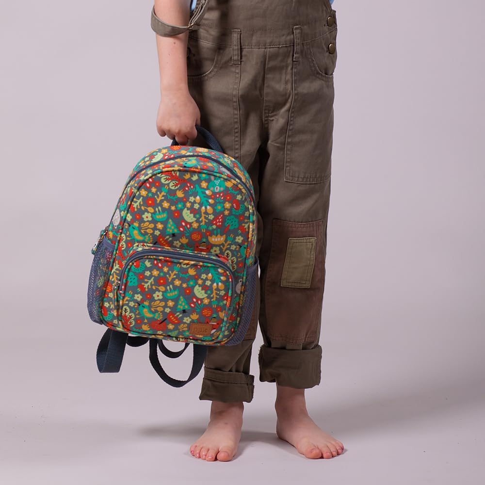 Mini Size Backpack For Little Kids, Toddlers (age 3-8 Y) - Fun Animals Print- Green/ Grey