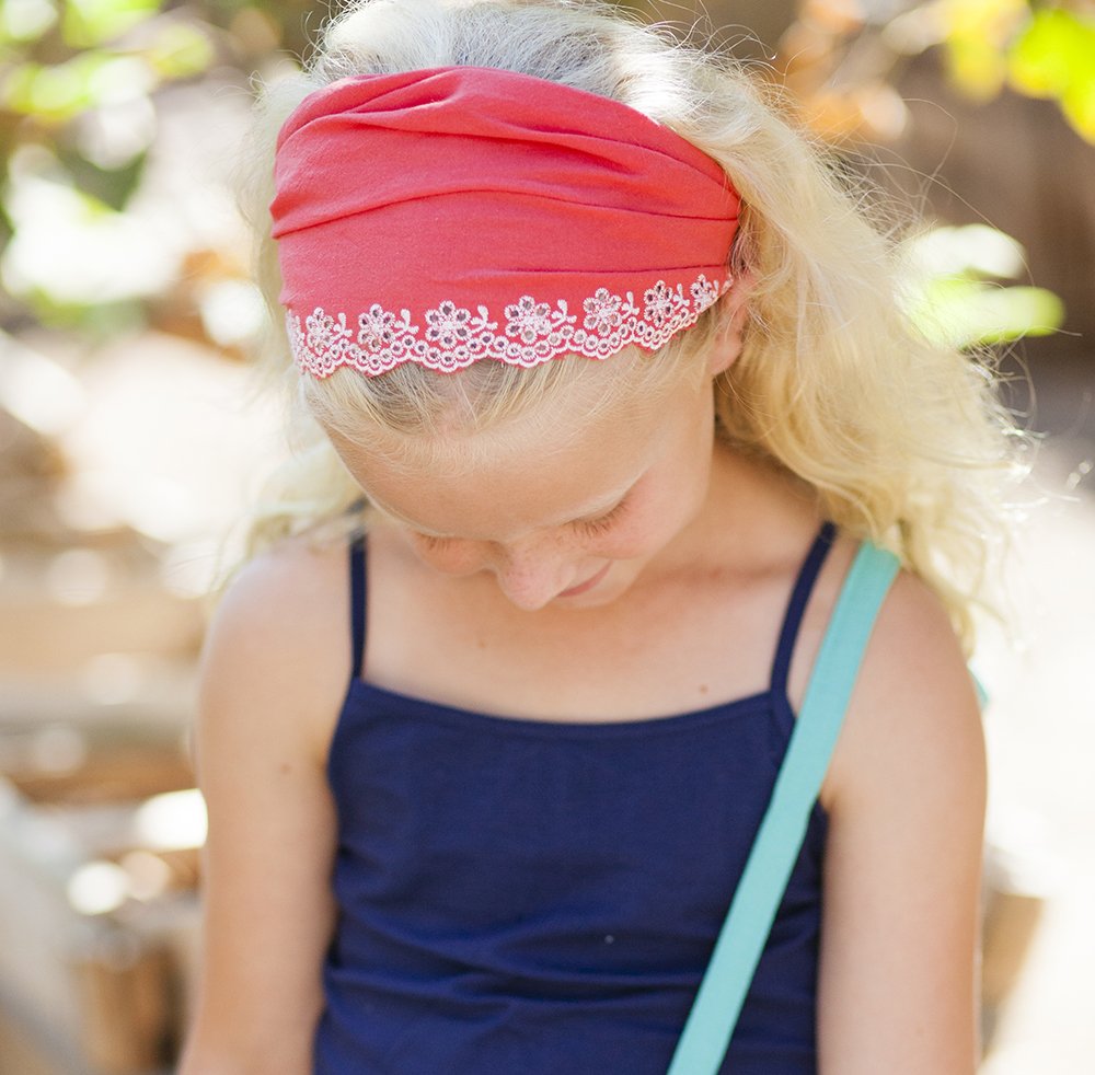 Eyelet Needlework Embroidered Bandana Headband – For Girls Ages 5–12 Years