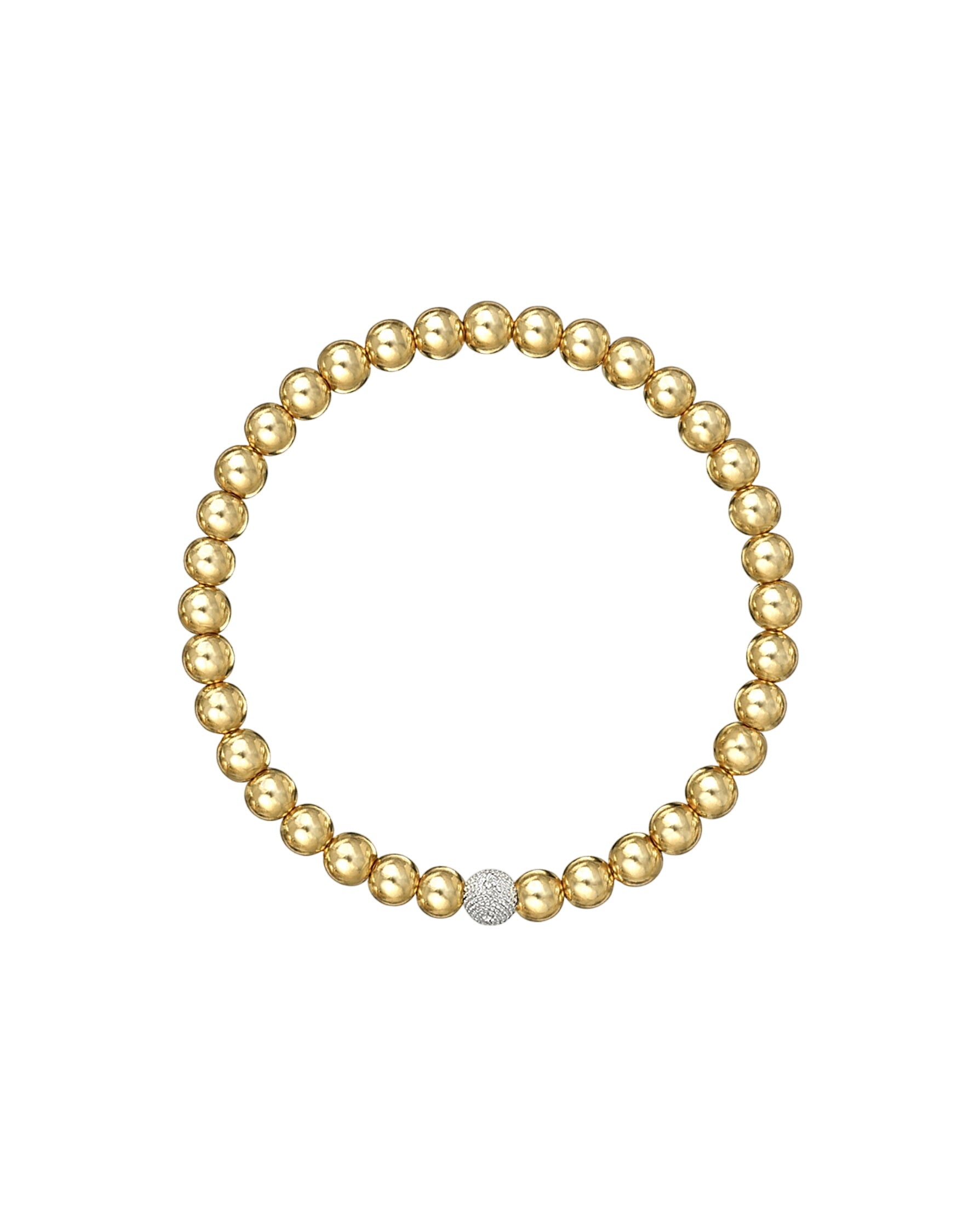 5mm Gold Bead Bracelet With Diamond Bead