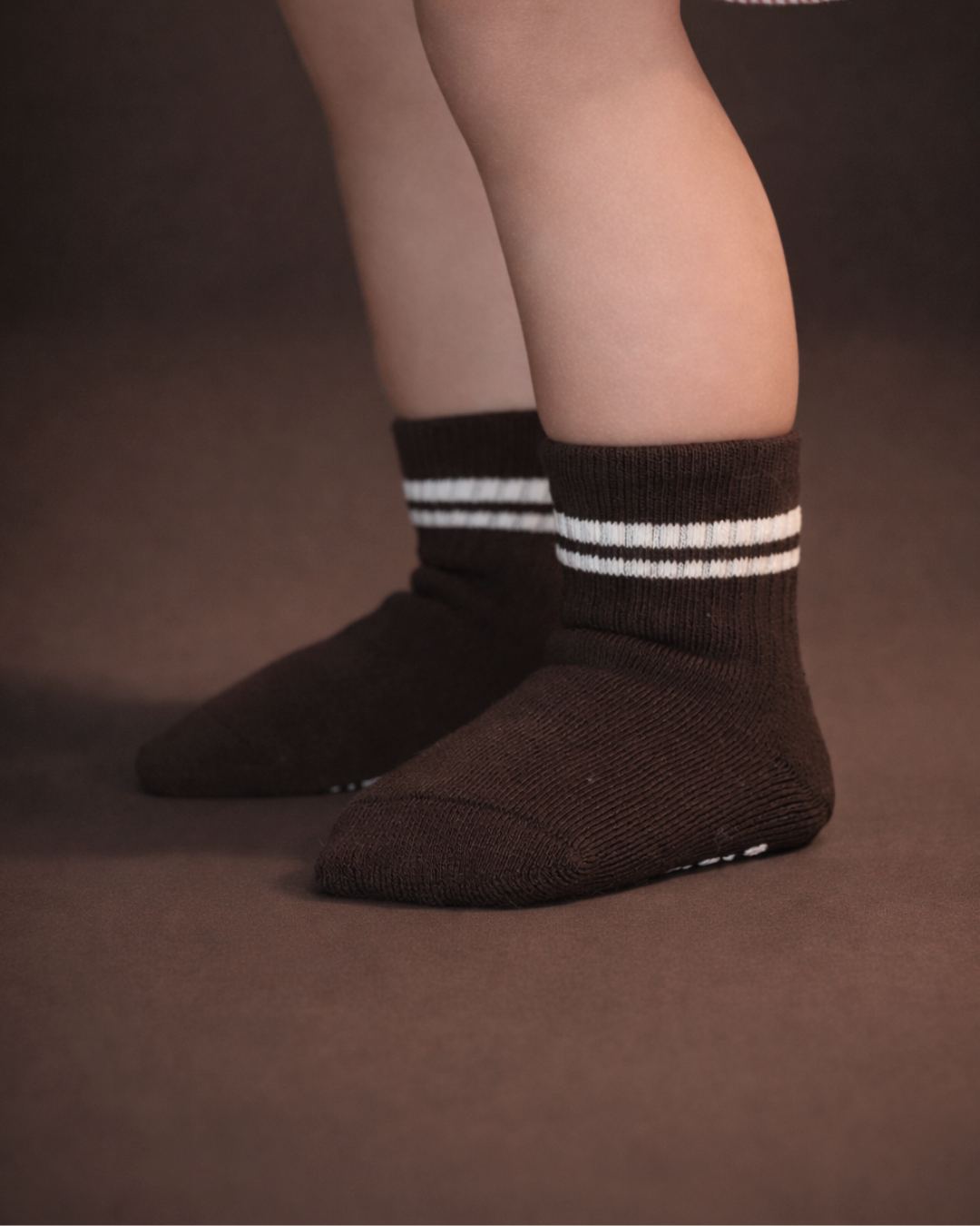 Baby Gripper Crew Socks 4-pack (6-12 Months) - Espresso
