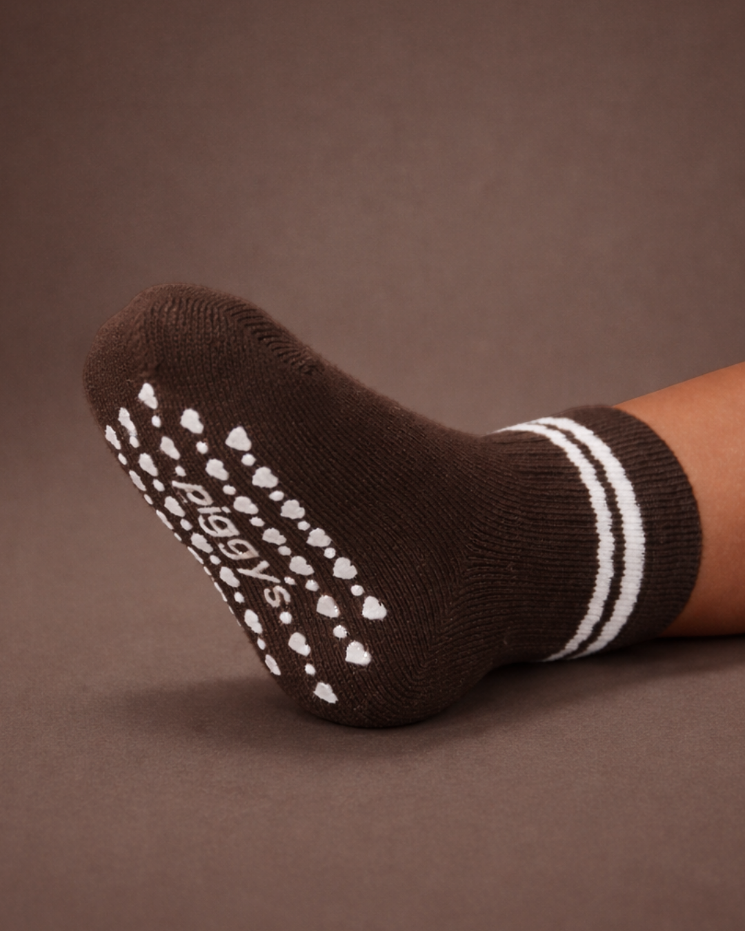 Baby Gripper Crew Socks 4-pack (3-6 Months) - Espresso