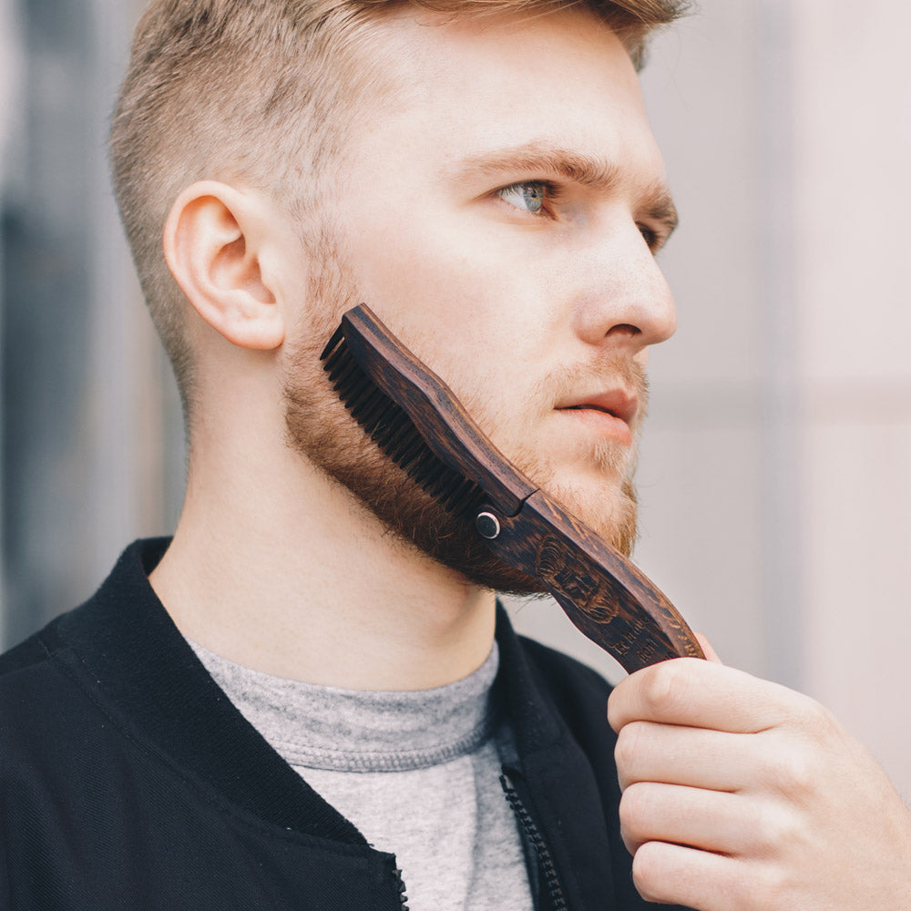 Wooden Beard Comb - Bearded And Brave