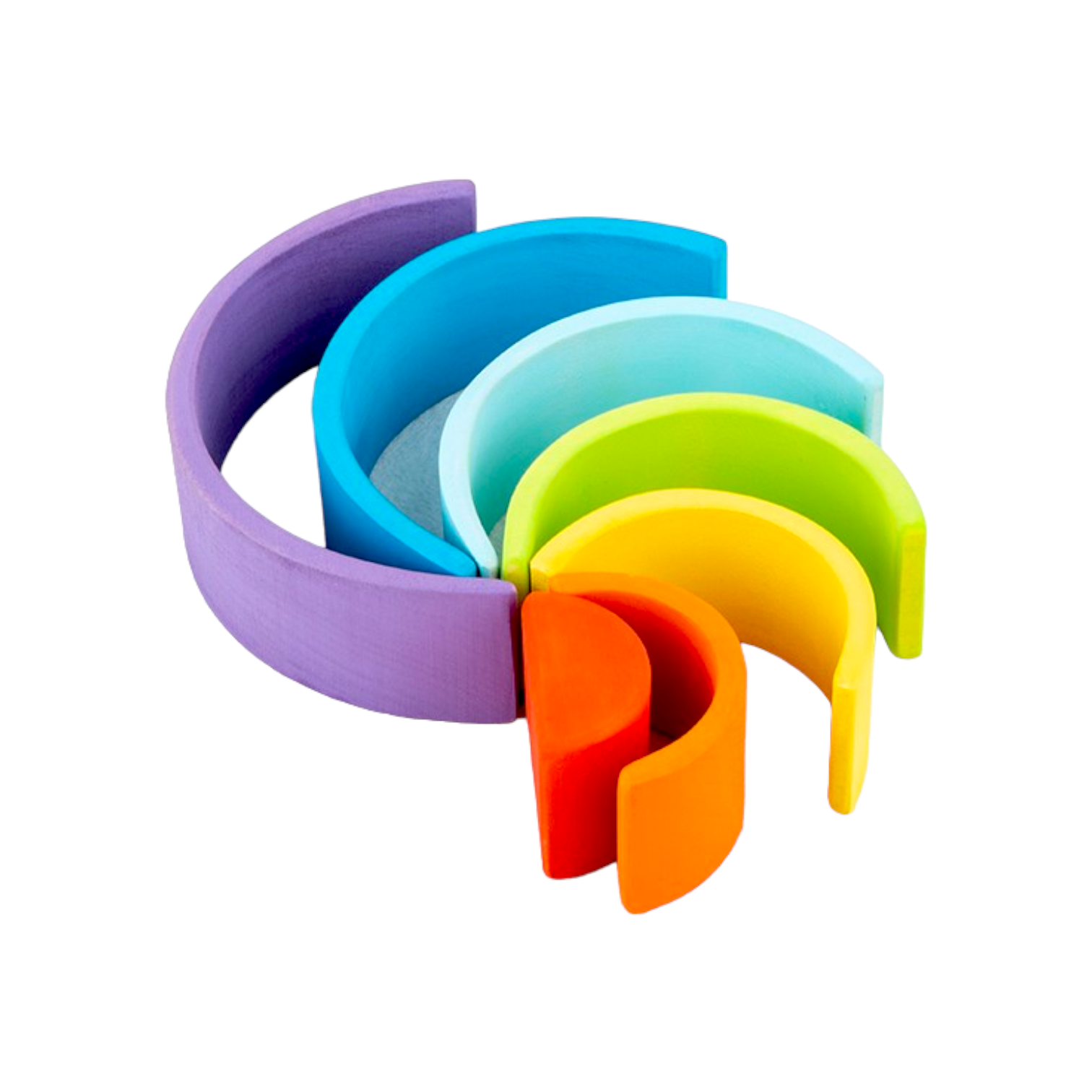 7 Pcs Stained Mini Wooden Rainbow Stacker In Stained Purple Sunset Color