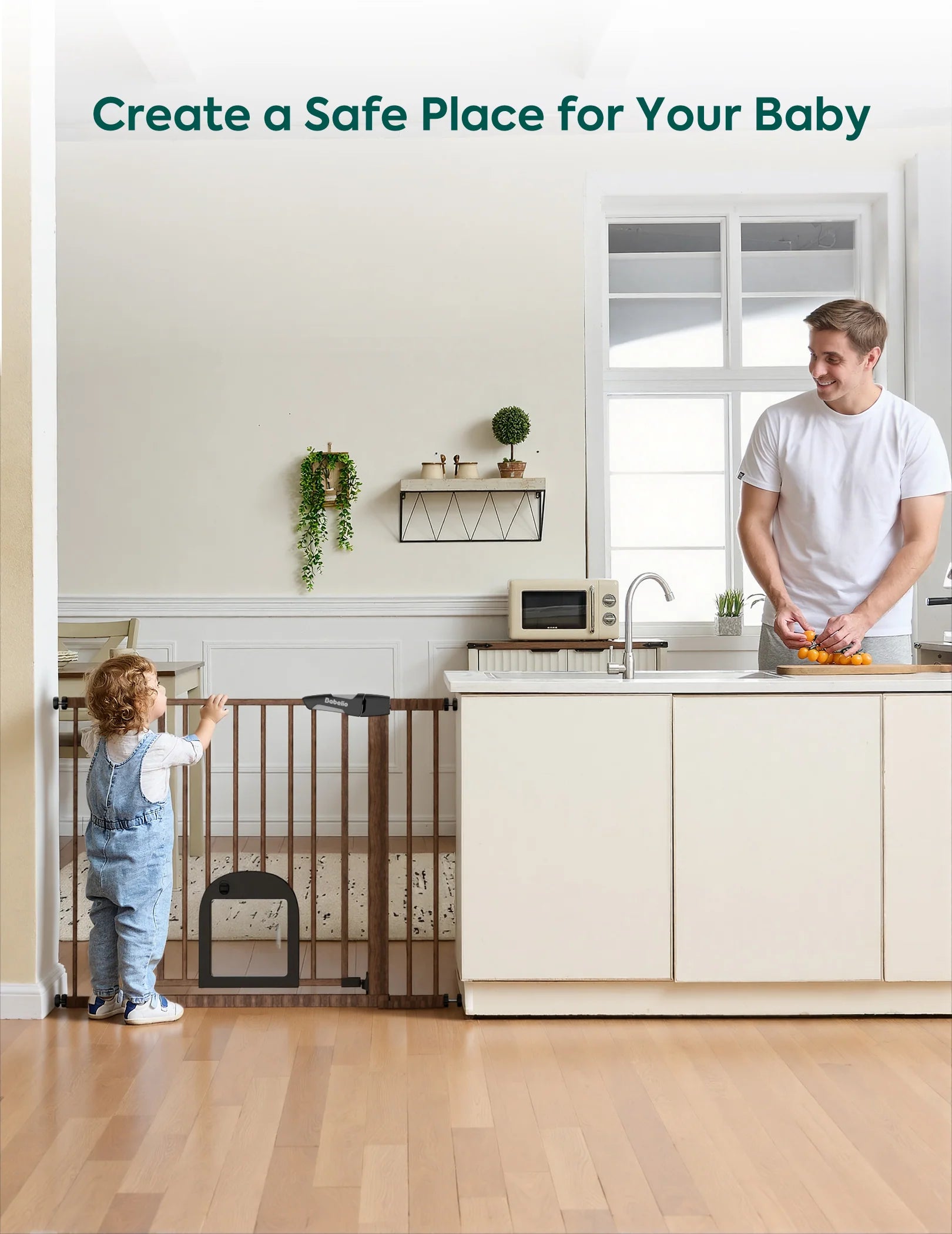 Catprivilege T7 | Expandable Stylish Baby Gate With Cat Door