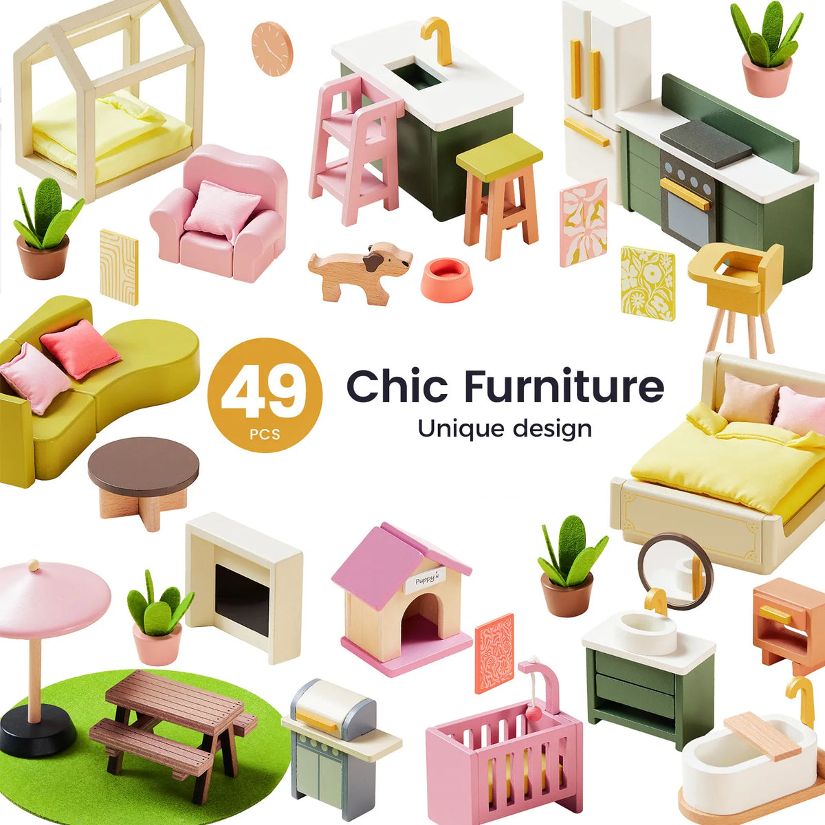 ® Sweetwood Edge Dollhouse - Green & Pink