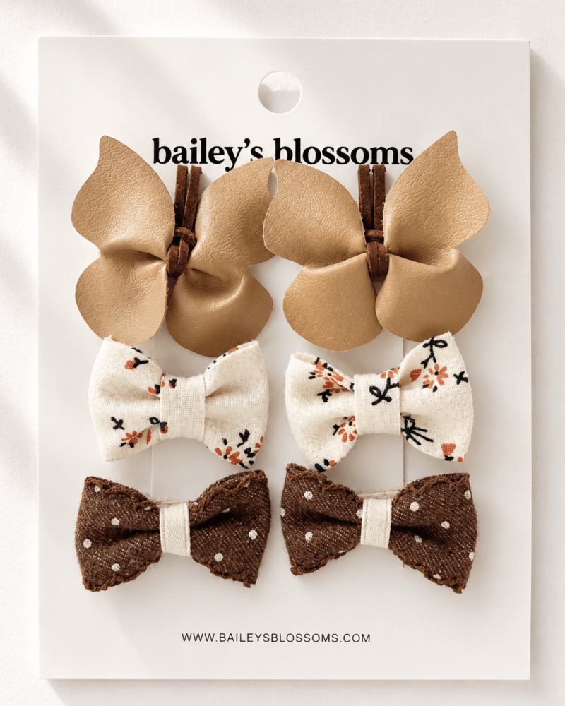 6-piece Hair Clip Set - Brown Sugar