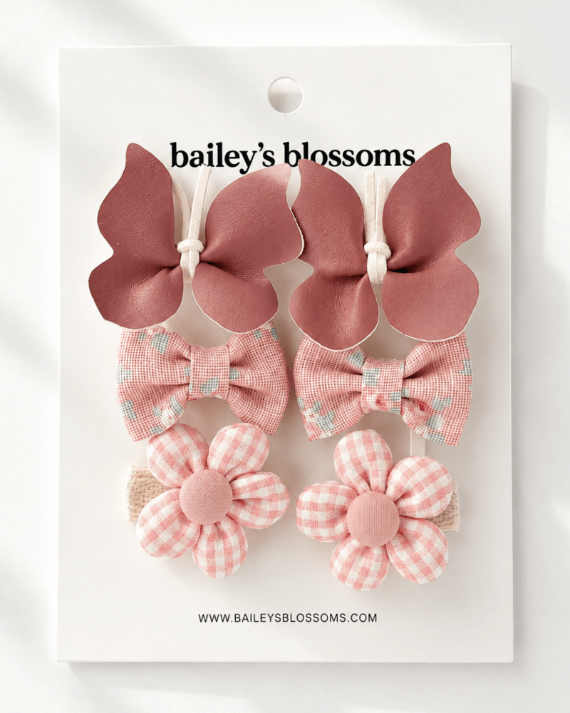 6-piece Hair Clip Set -  Petal Pink