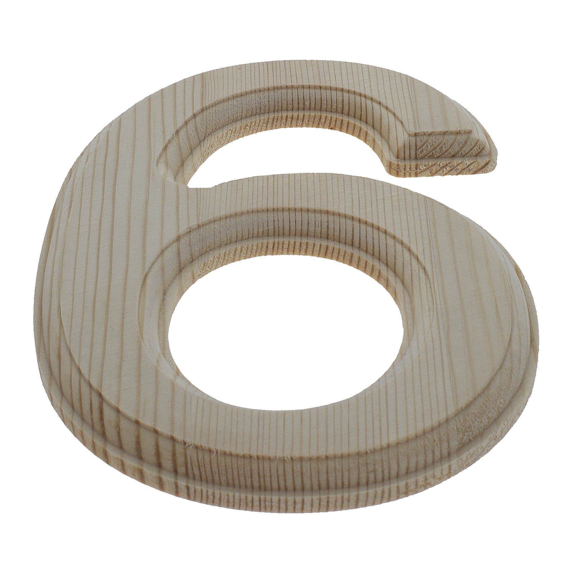 Unfinished Wooden Arial Font Number 6 (six) 6.25 Inches