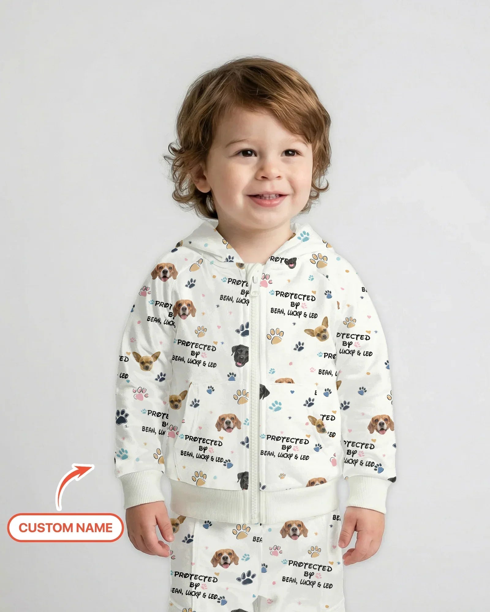 Custom Dog Photo "protected By" Bamboo Zip Hoodie
