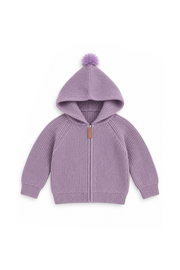 Purple Zipper Cardigan Sweater
