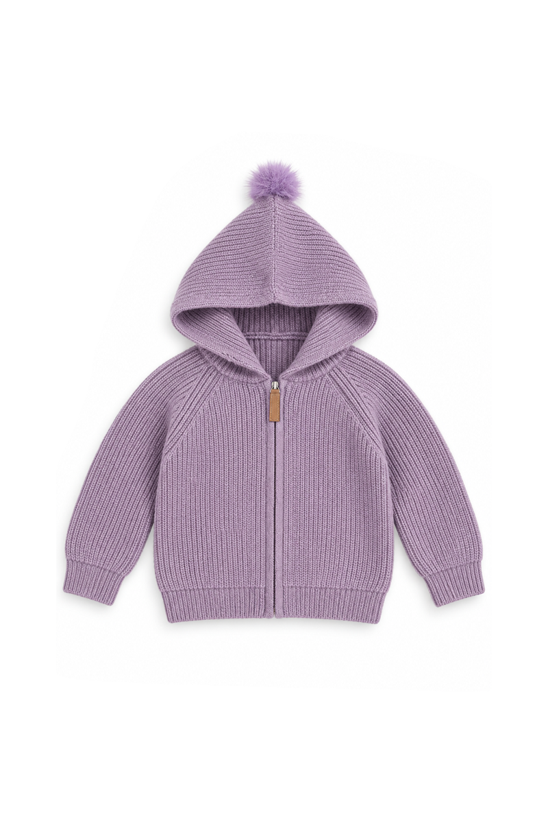 Purple Zipper Cardigan Sweater