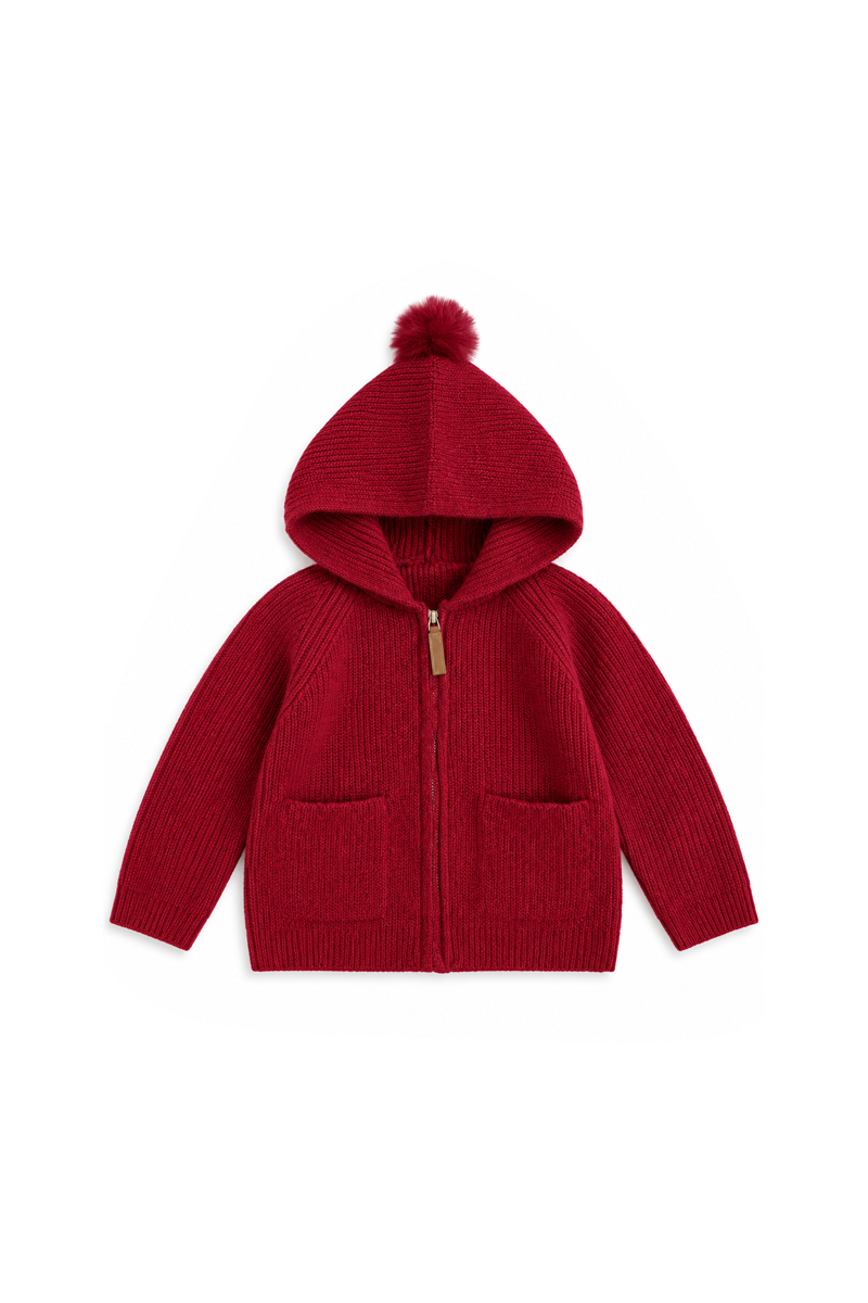 Red Zipper Cardigan Sweater