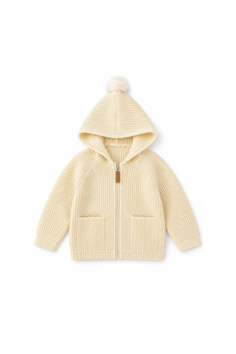 Apricot Zipper Cardigan Sweater