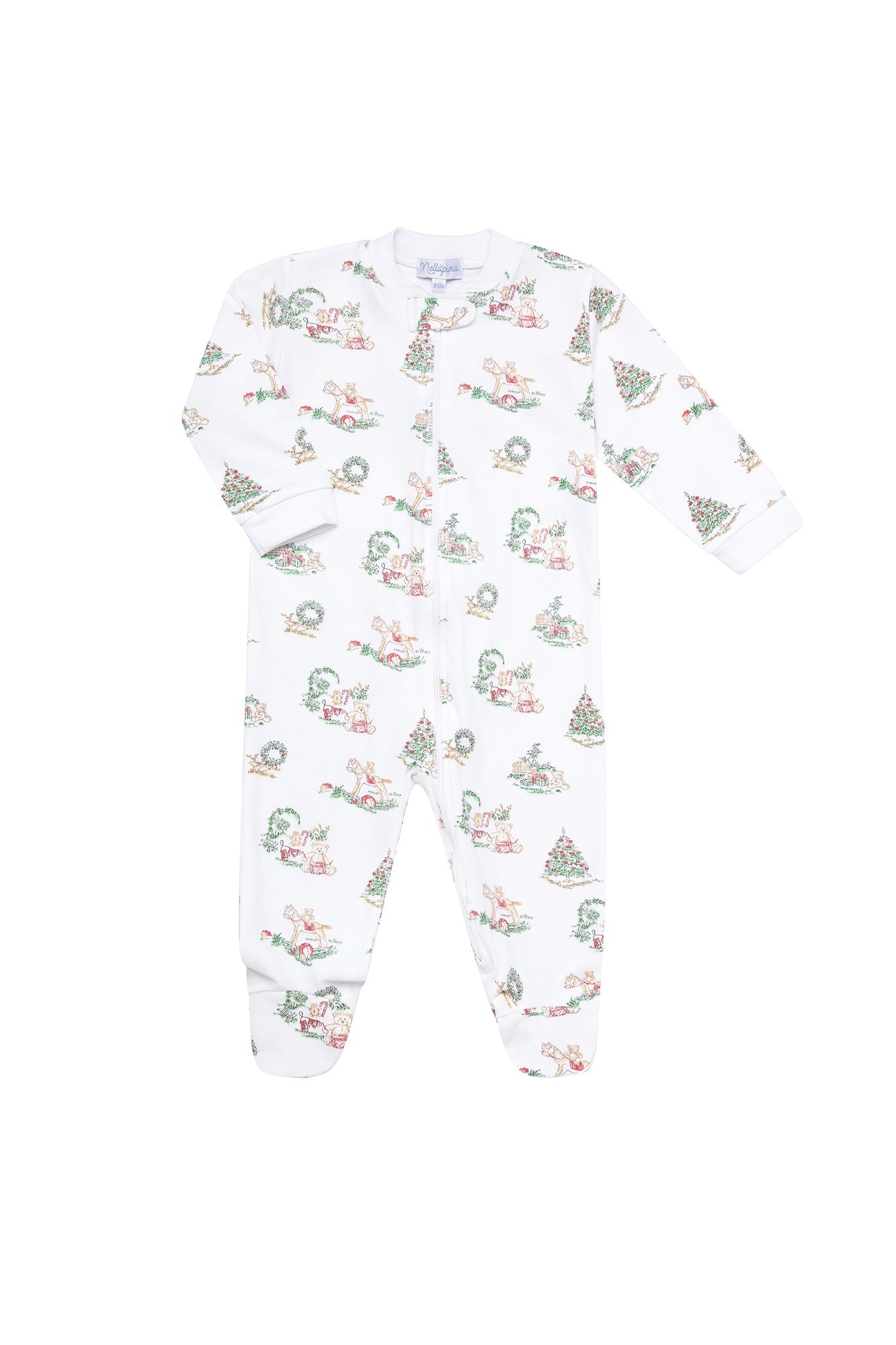 Christmas Toile Zipper Footie