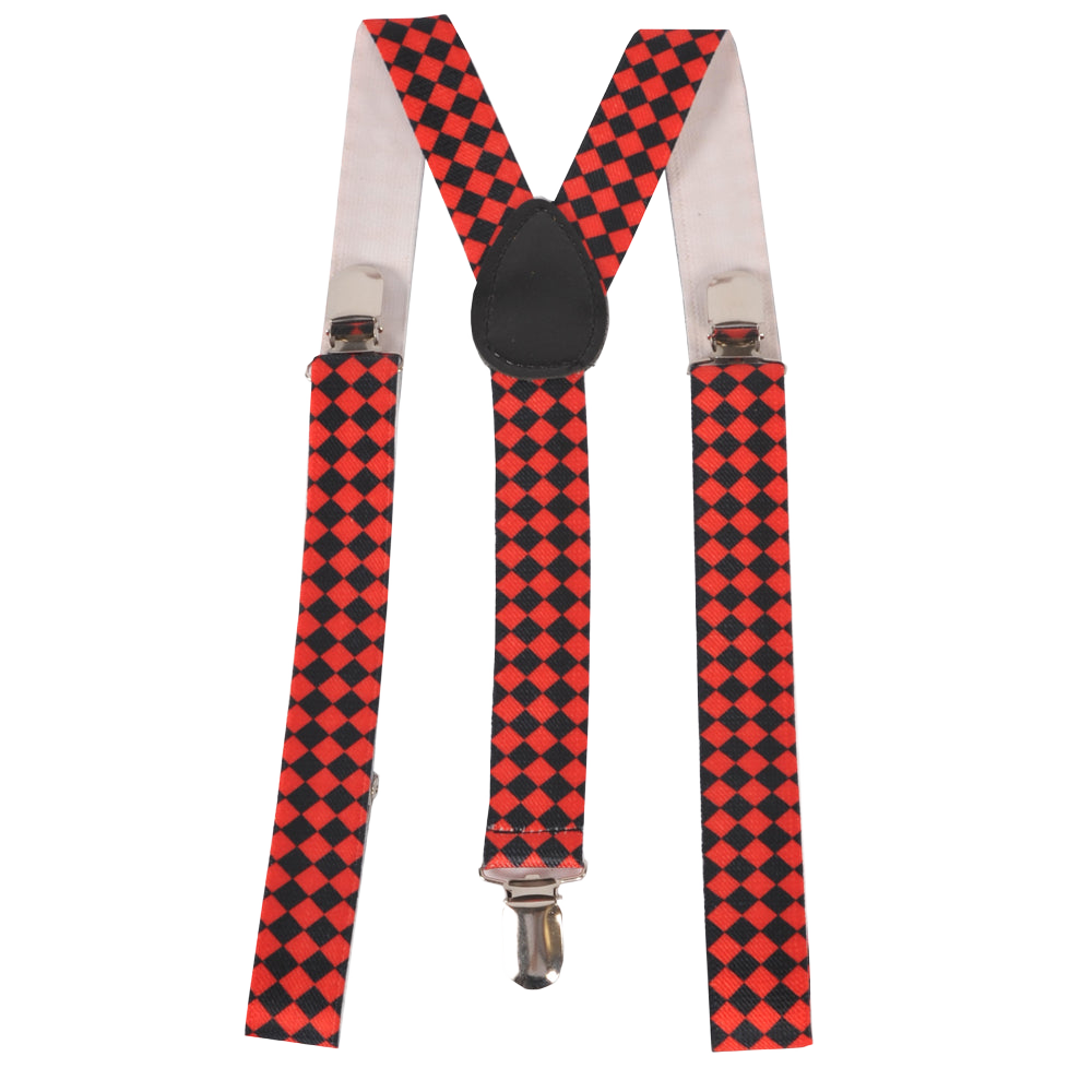 Red Checkerboard Suspenders - Wide