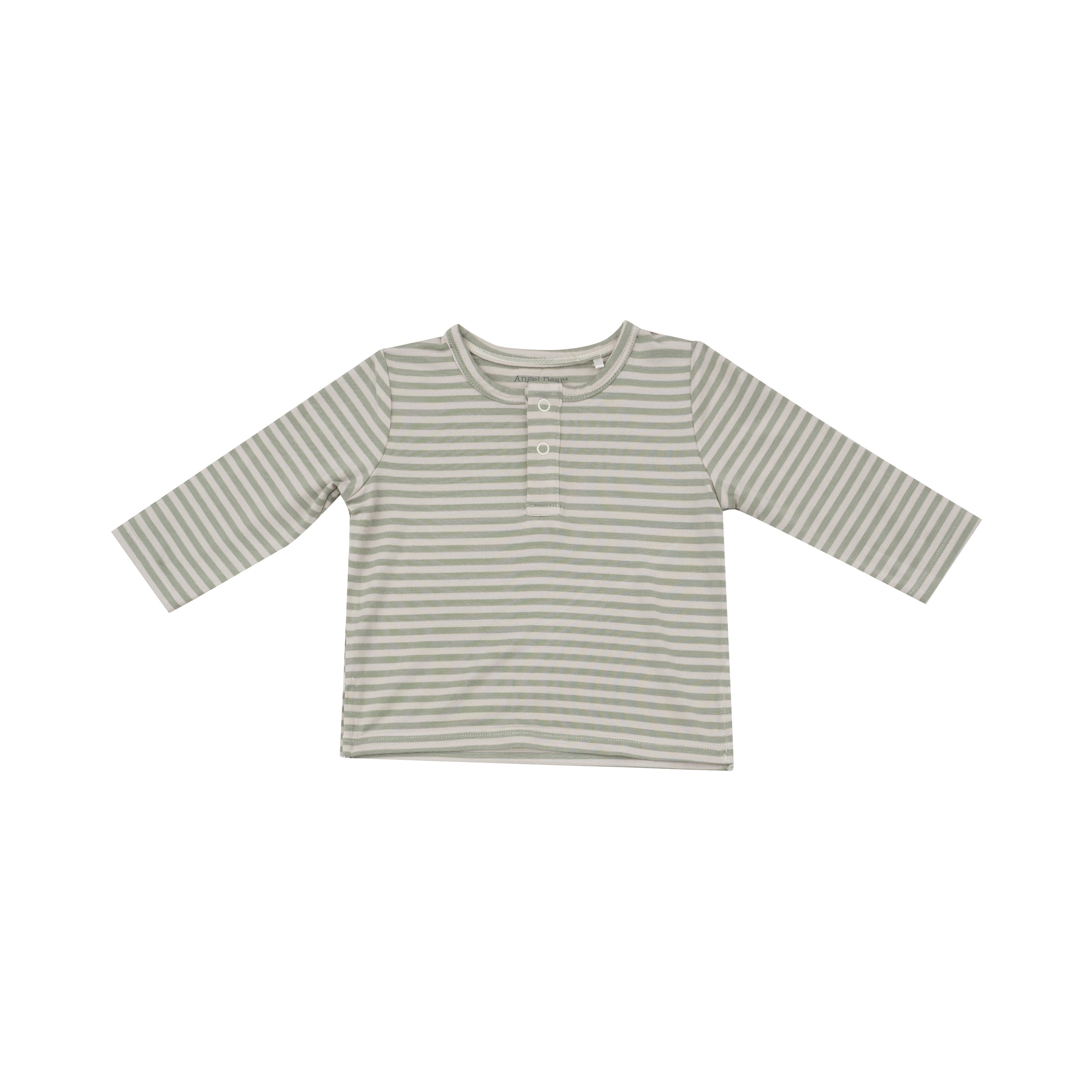 L/s Henley - Desert Sage Stripe