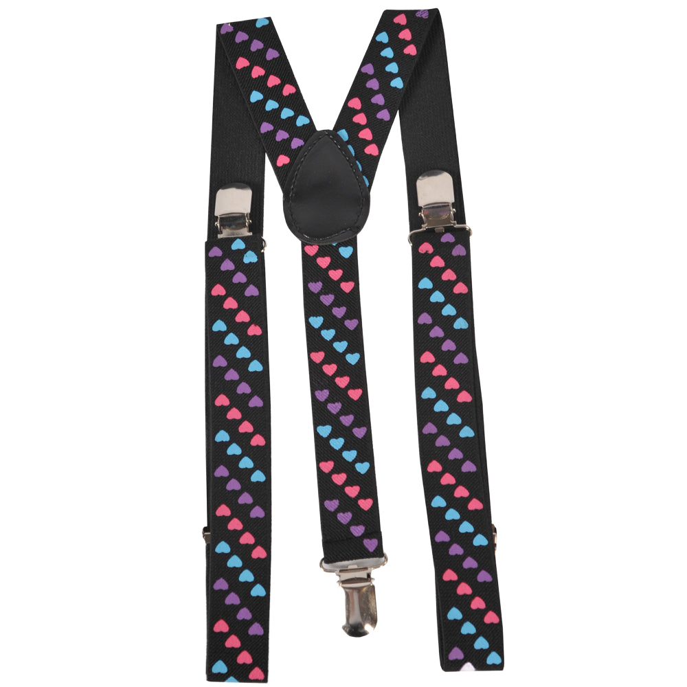 Tri Colored Heart Suspenders