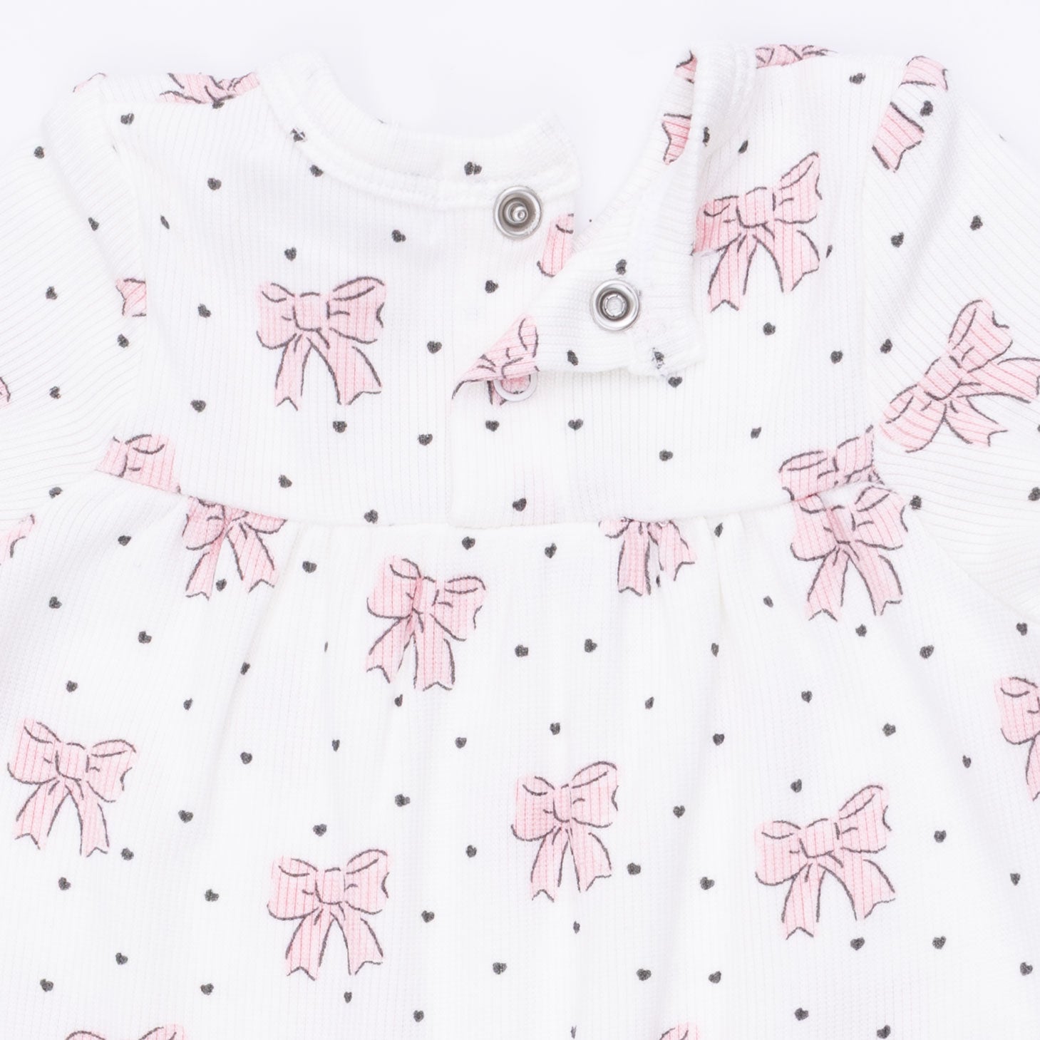 Bows And Hearts - Cuffed Sleeve Romper