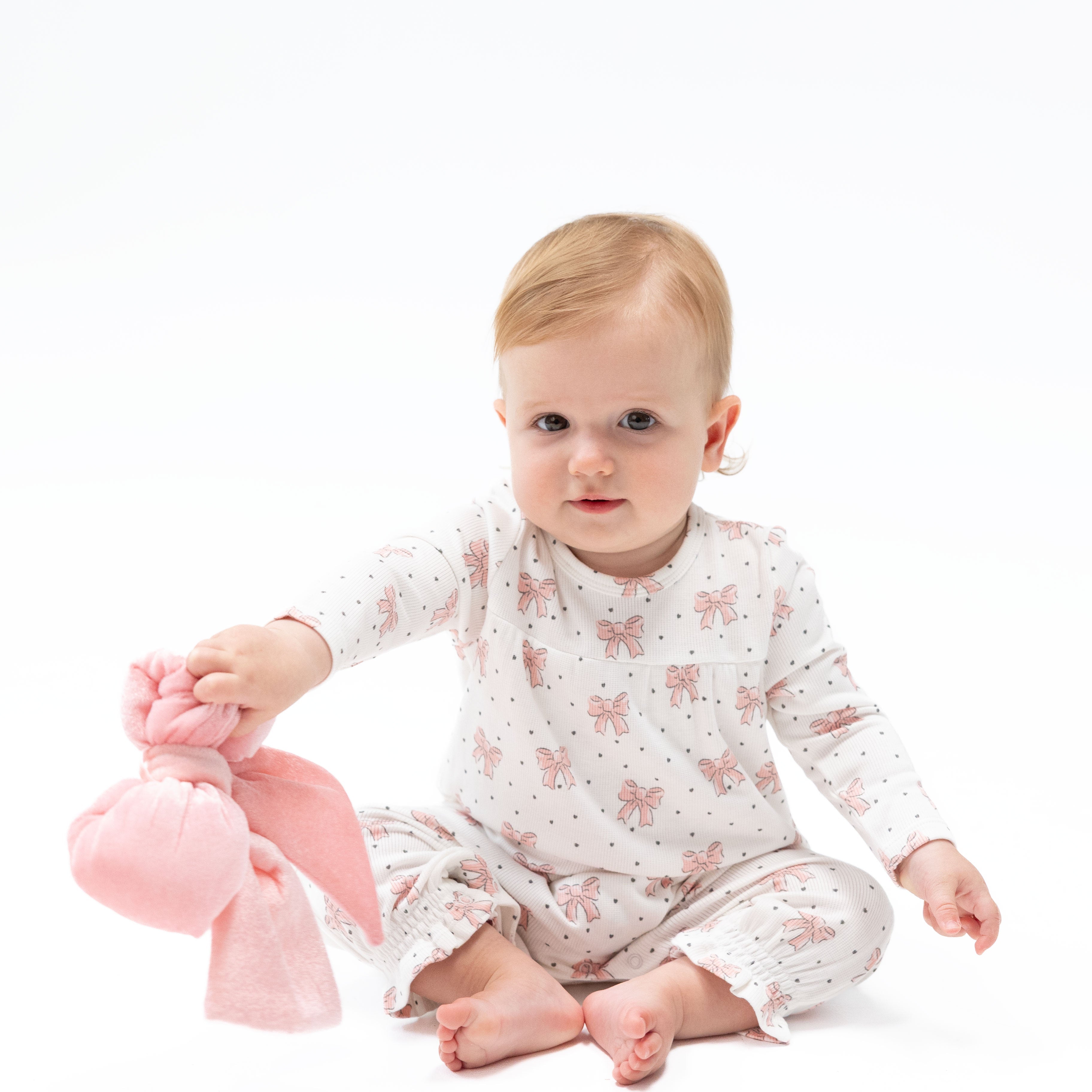 Bows And Hearts - Cuffed Sleeve Romper