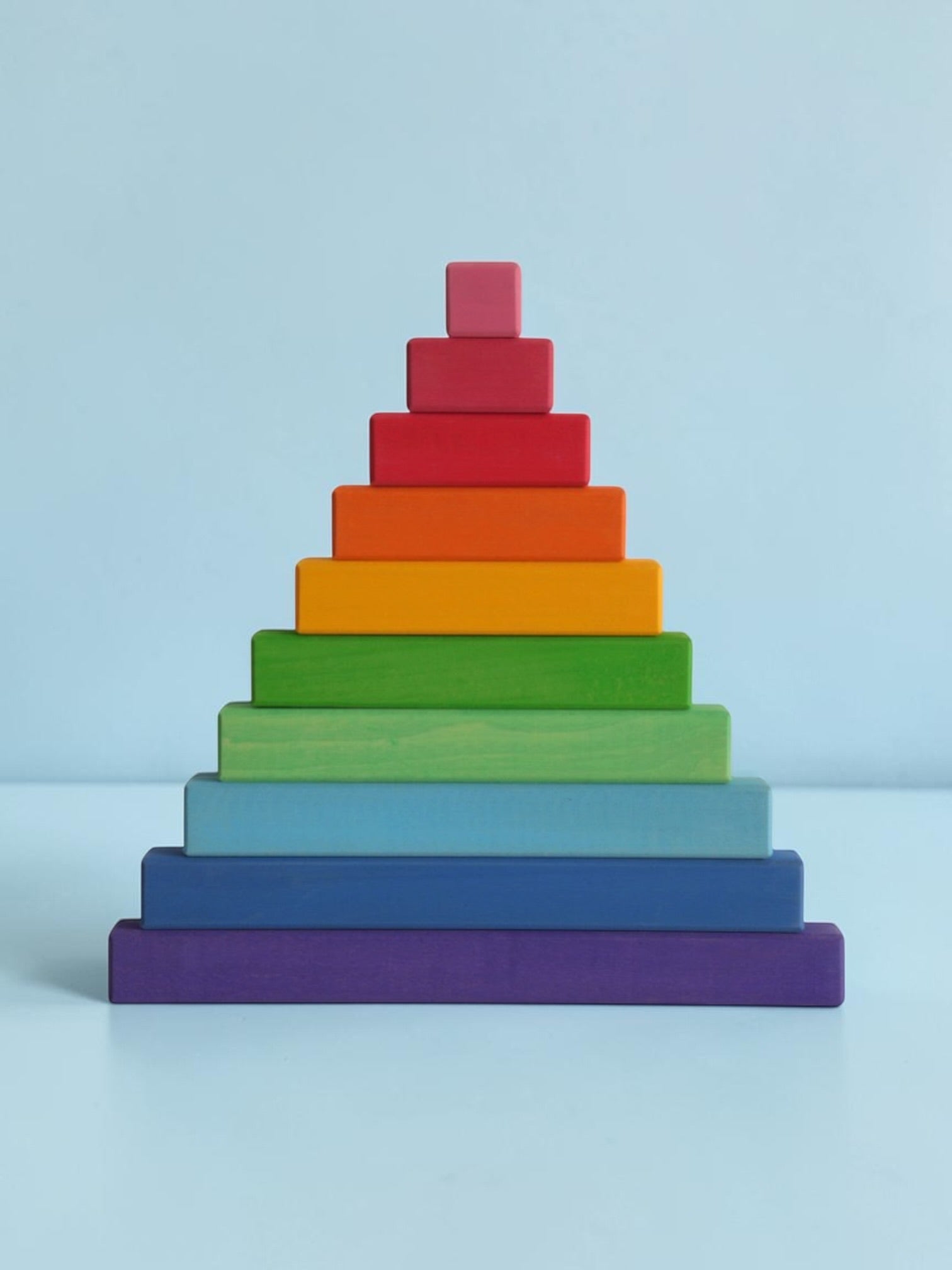 Building Steps Rainbow Counting Blocks – 100-piece Wooden Prism Stair Set