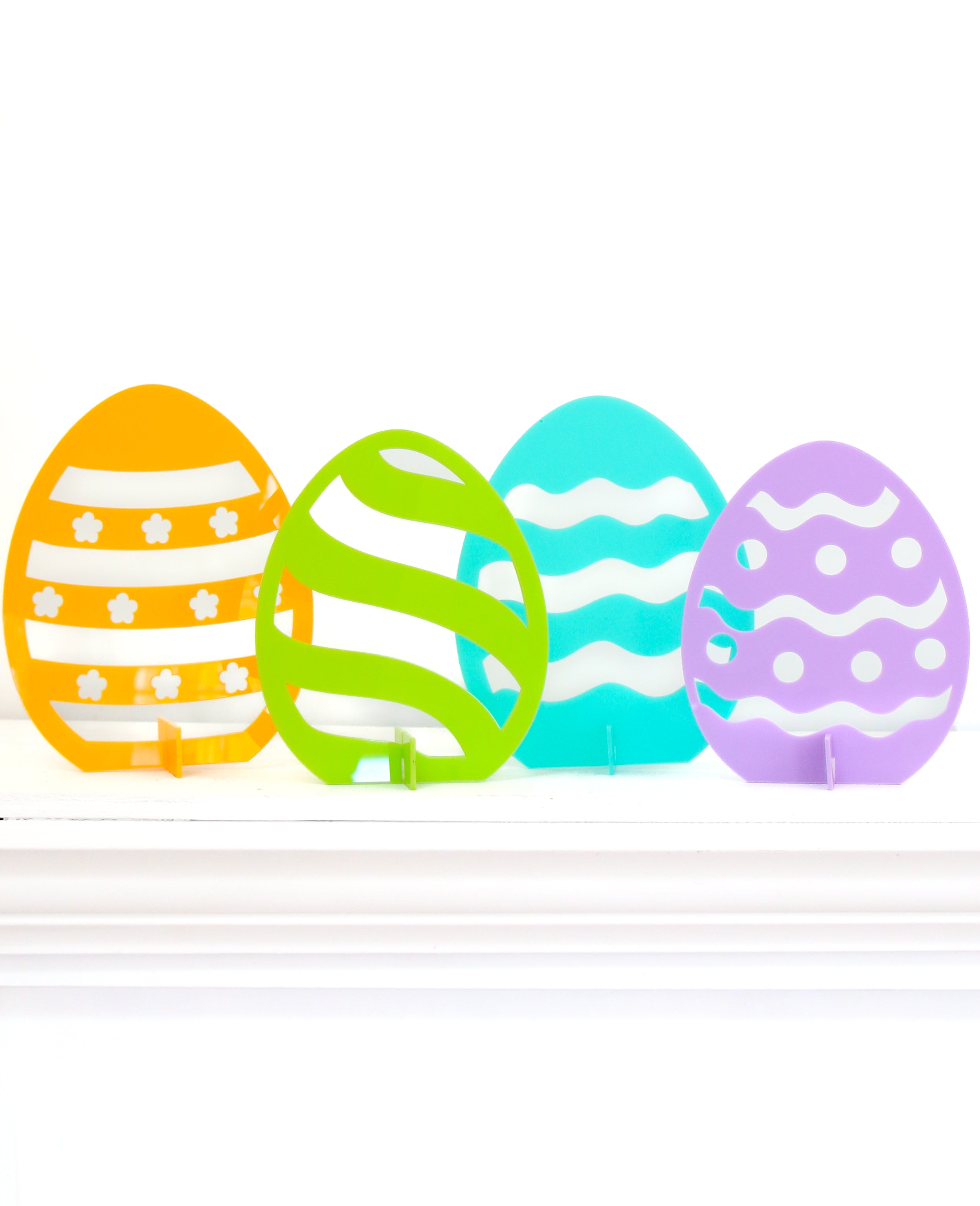 Lime, Turquoise, Yellow, And Lavender Acrylic Easter Egg Standing Decor