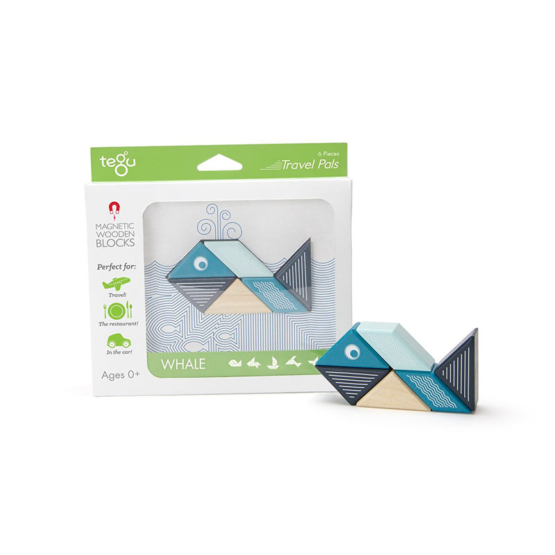 Travel Pals - Whale <br>magnetic Wooden Blocks <br>6 Pieces