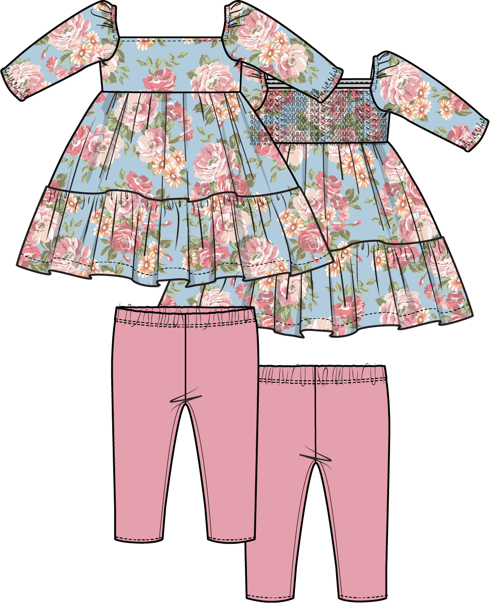 Angeline Floral - Cap Sleeve Dress And Legging